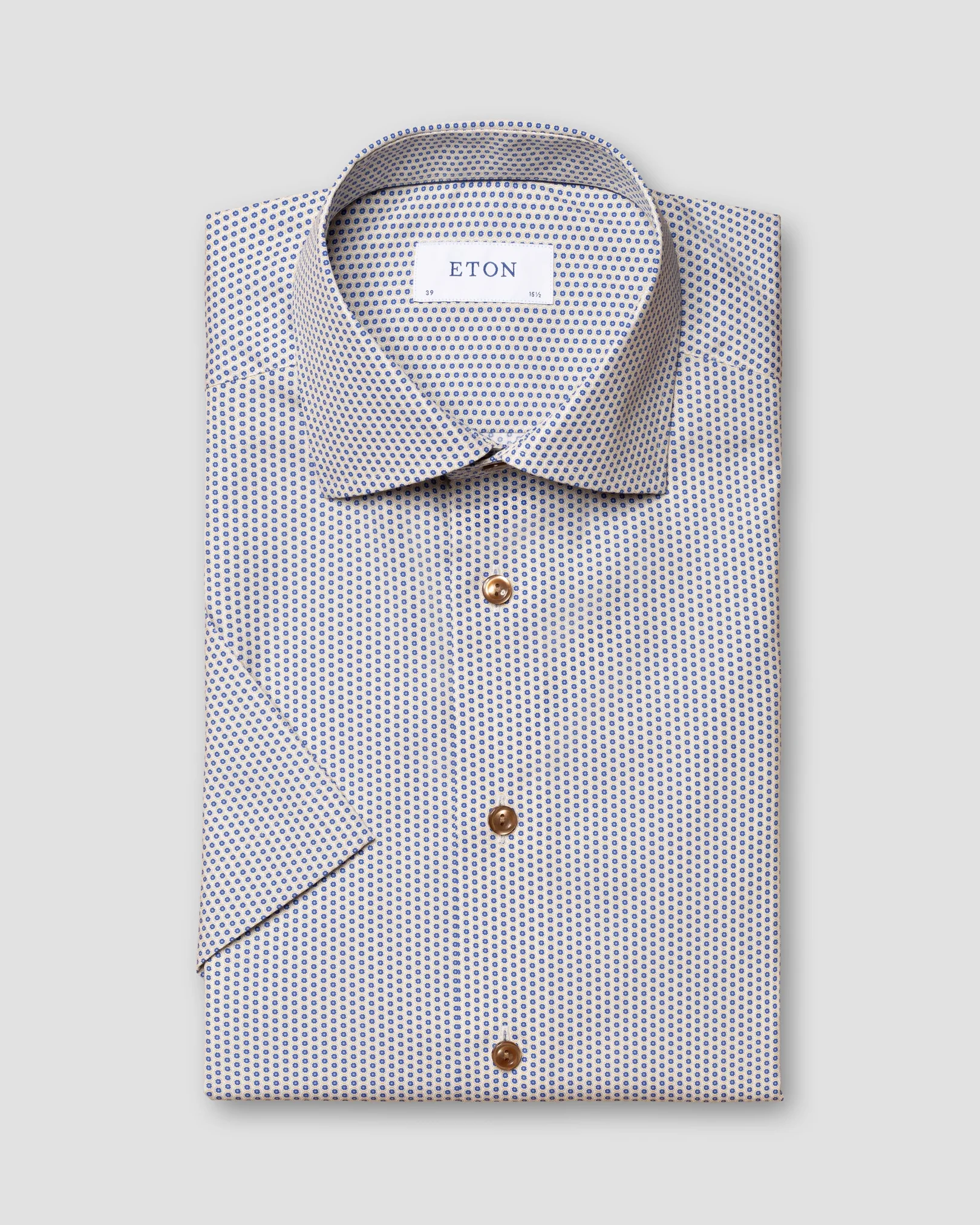 Eton - yellow glass print poplin shirt short sleeve