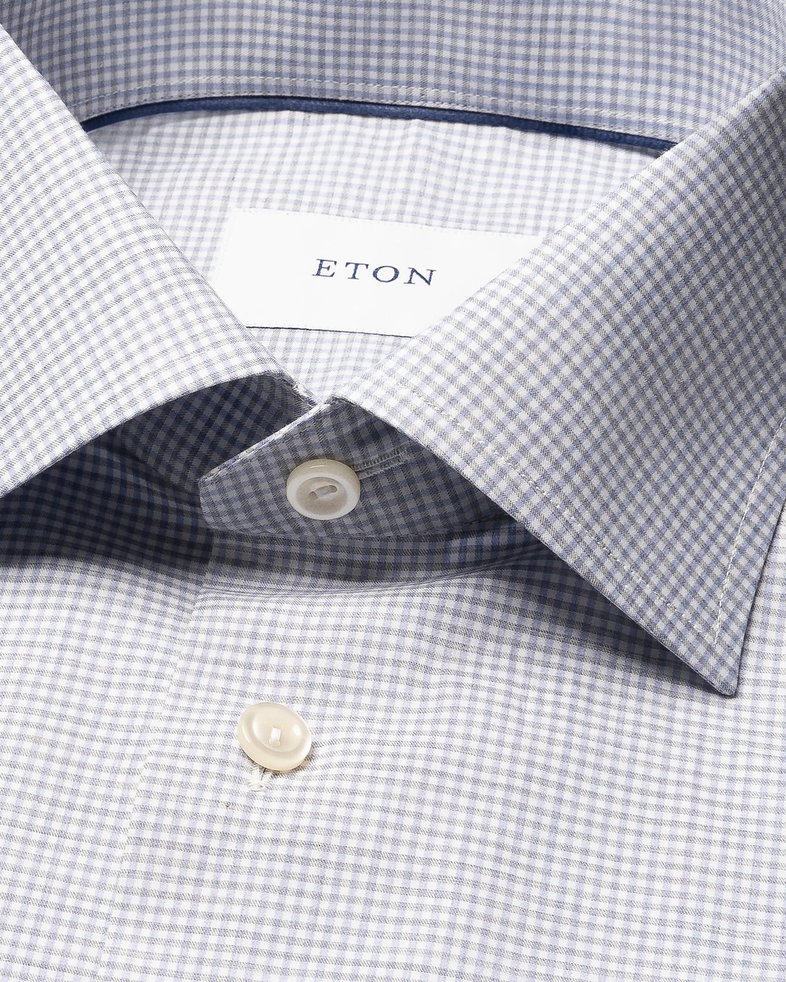 Eton - light purple check fine twill shirt widespread