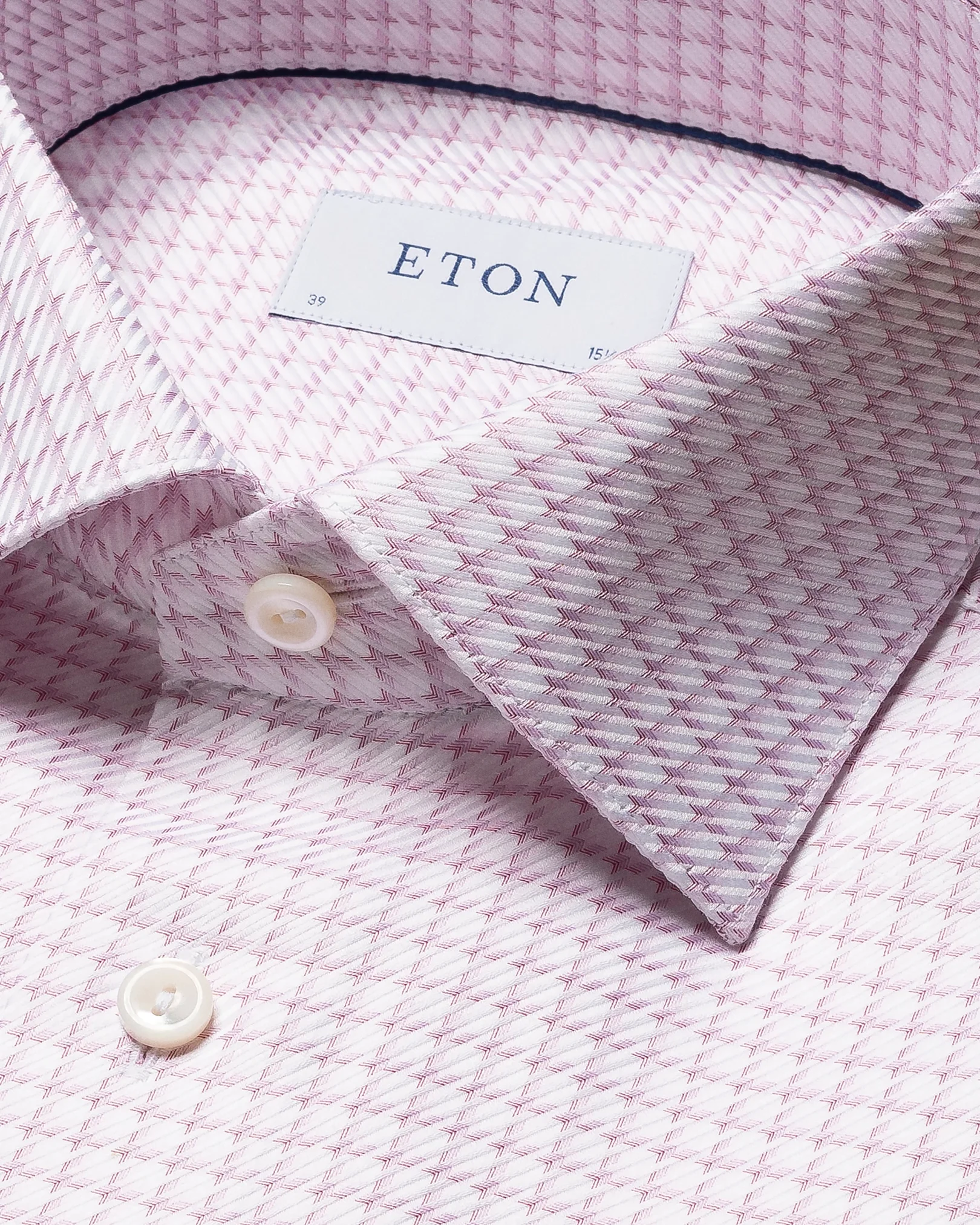 Eton - pink textured twill checked cut away