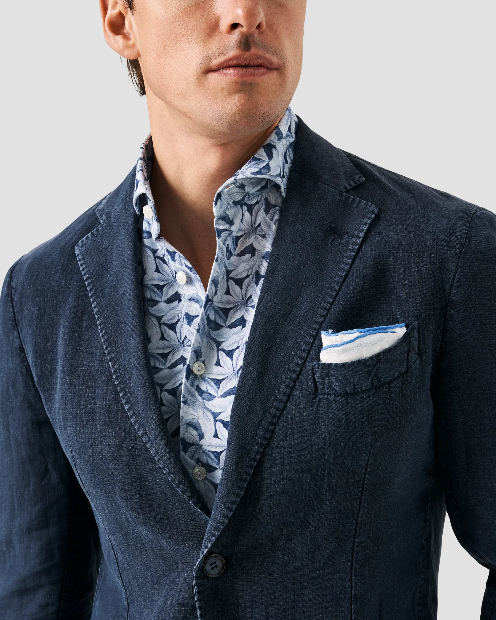 Eton - palmleaf printed four way strech