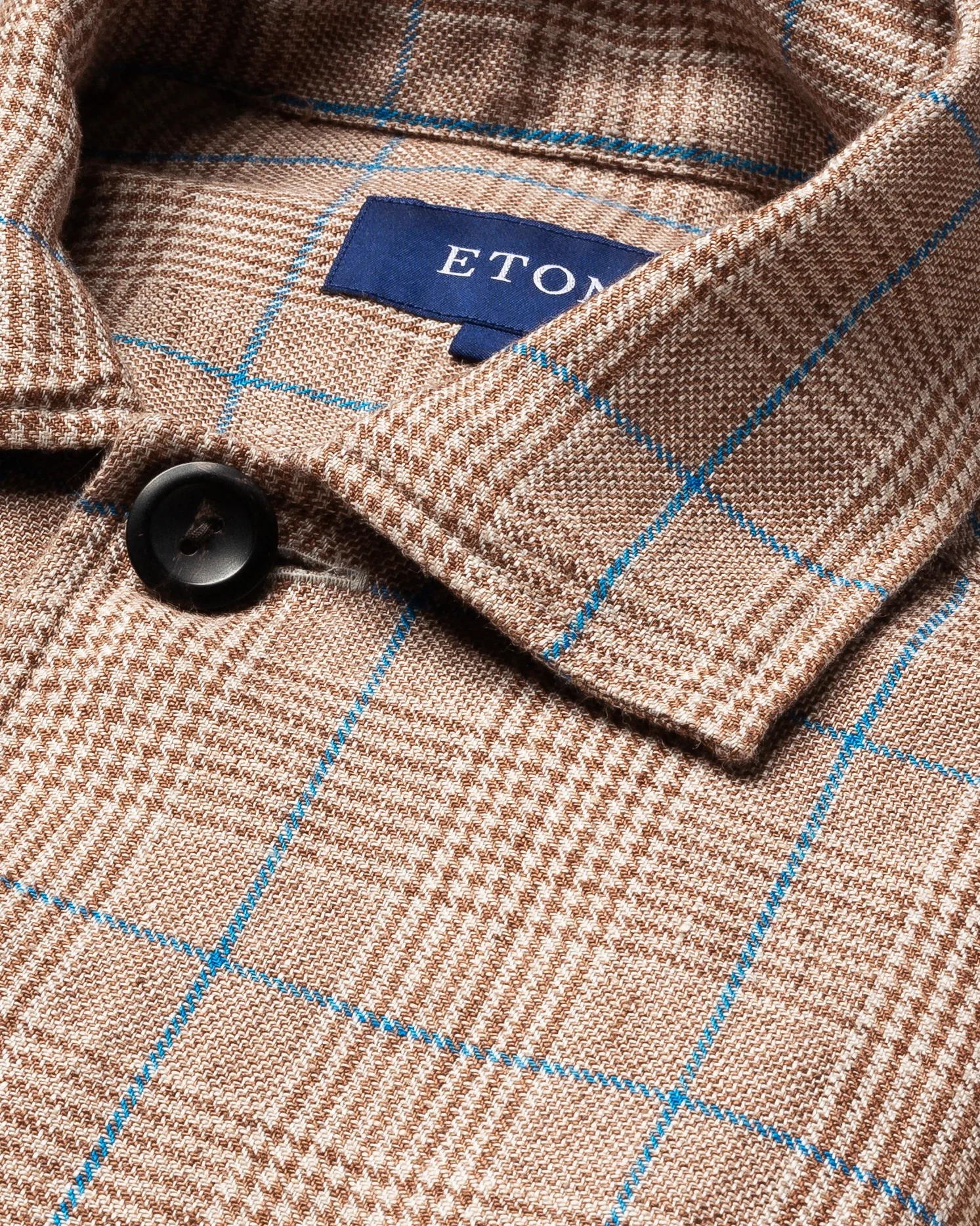 Eton - brown checked linen overshirt