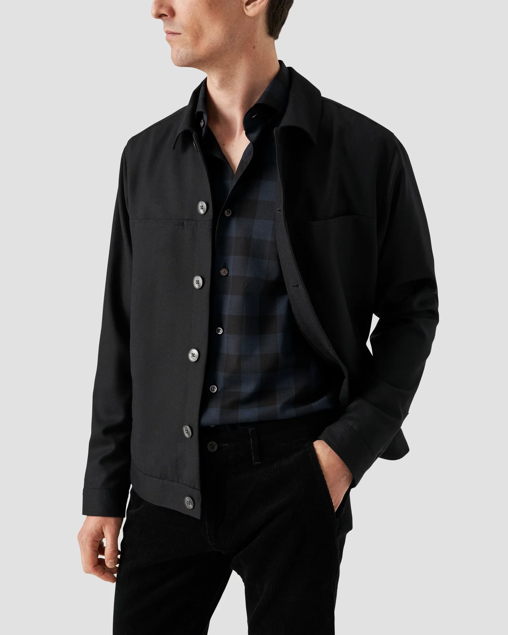 Eton - merino dark blue shirt