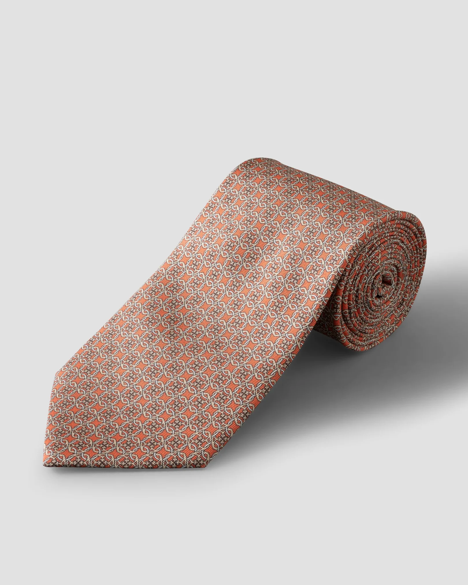 Eton - geometric print silk tie orange