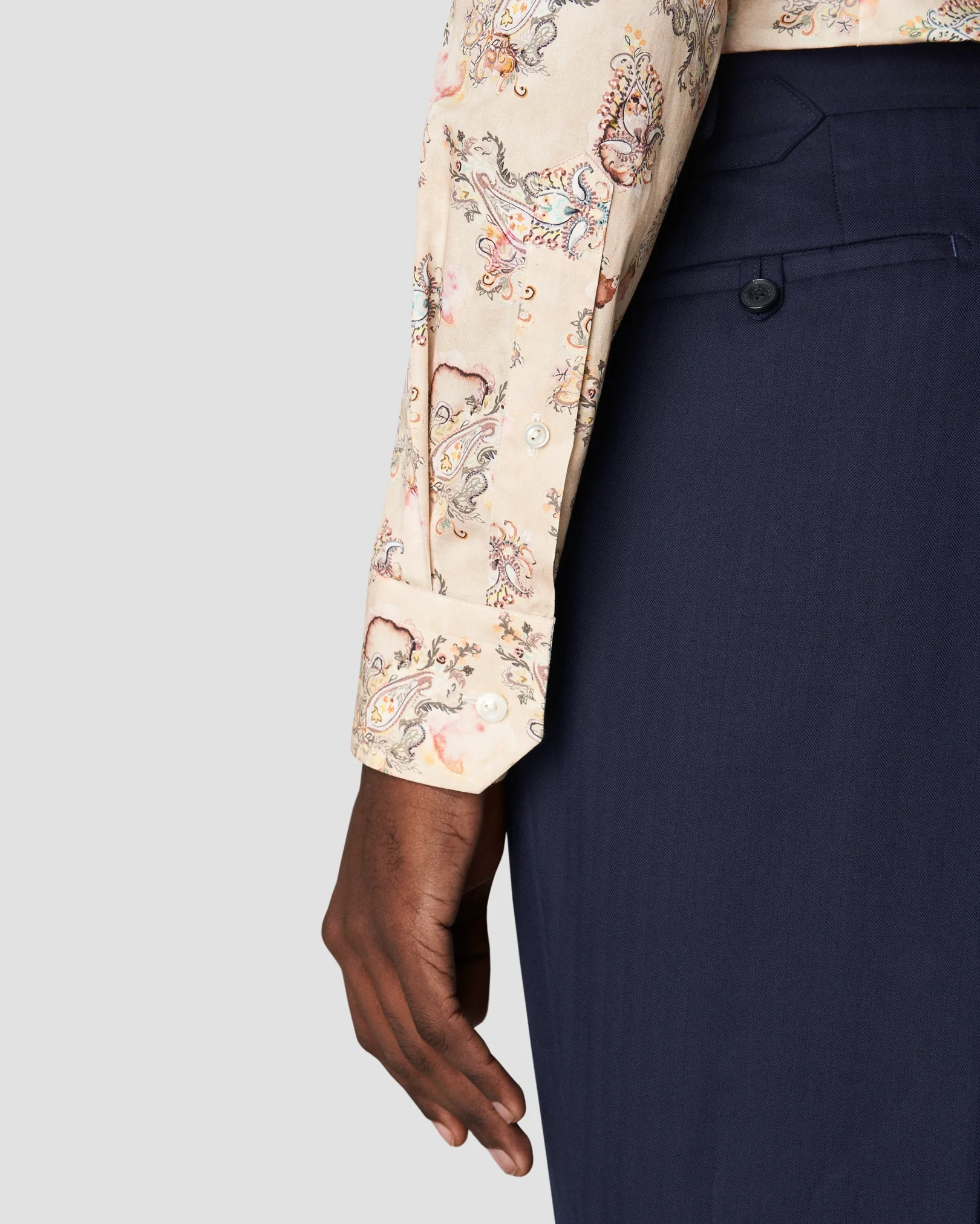 Eton - light blue fine twill paisley print