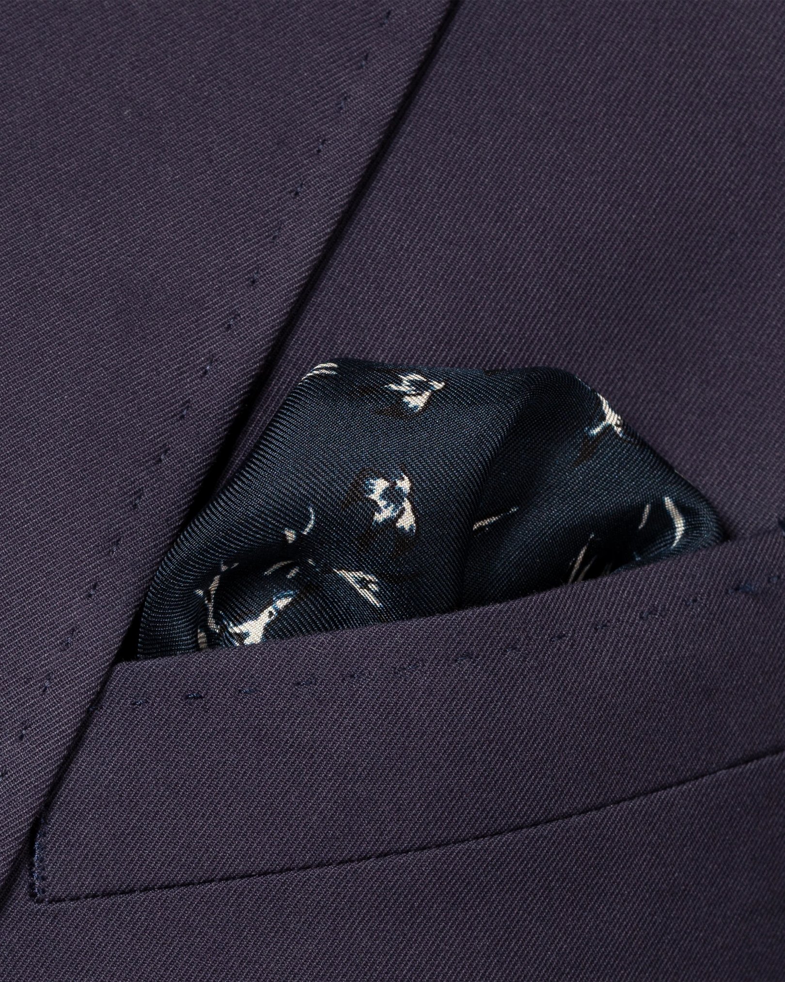 Eton - dark blue bird print silk pocket square