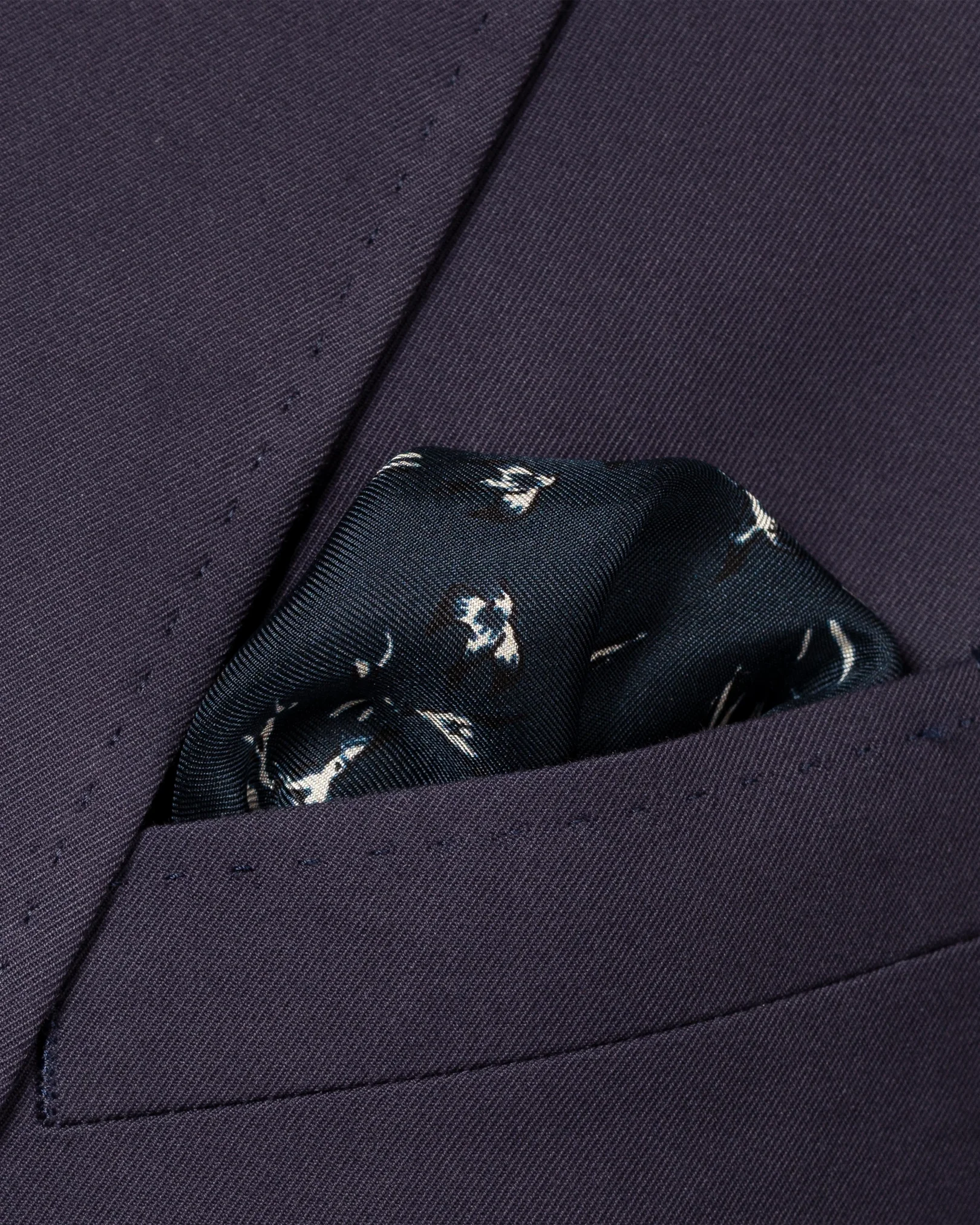 Eton - dark blue bird print silk pocket square
