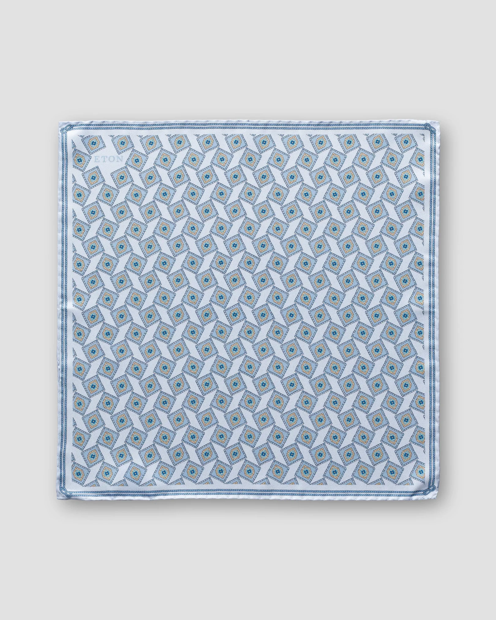 Eton - blue geometric print silk pocket square