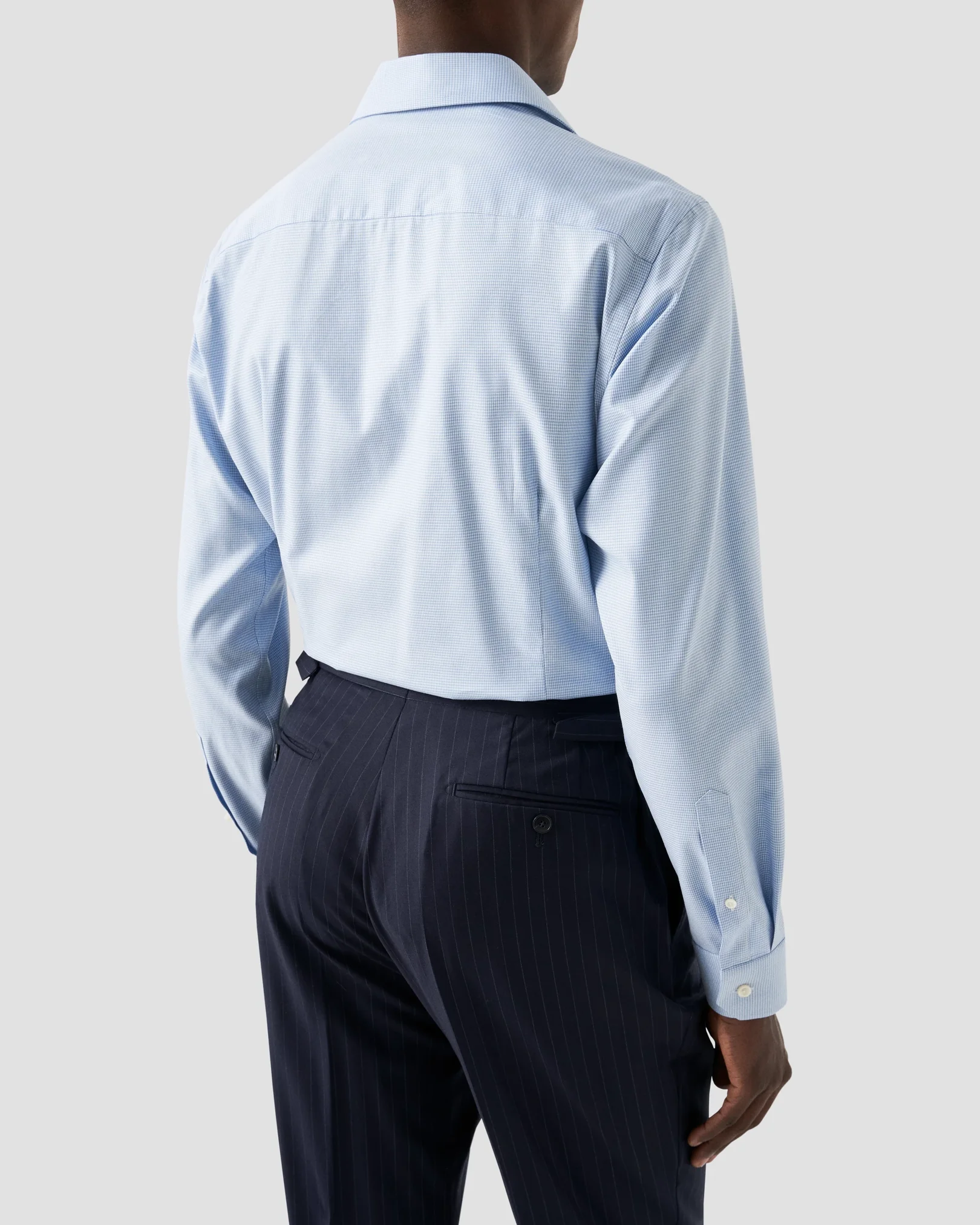 Eton - light blue cotton lyocell twill