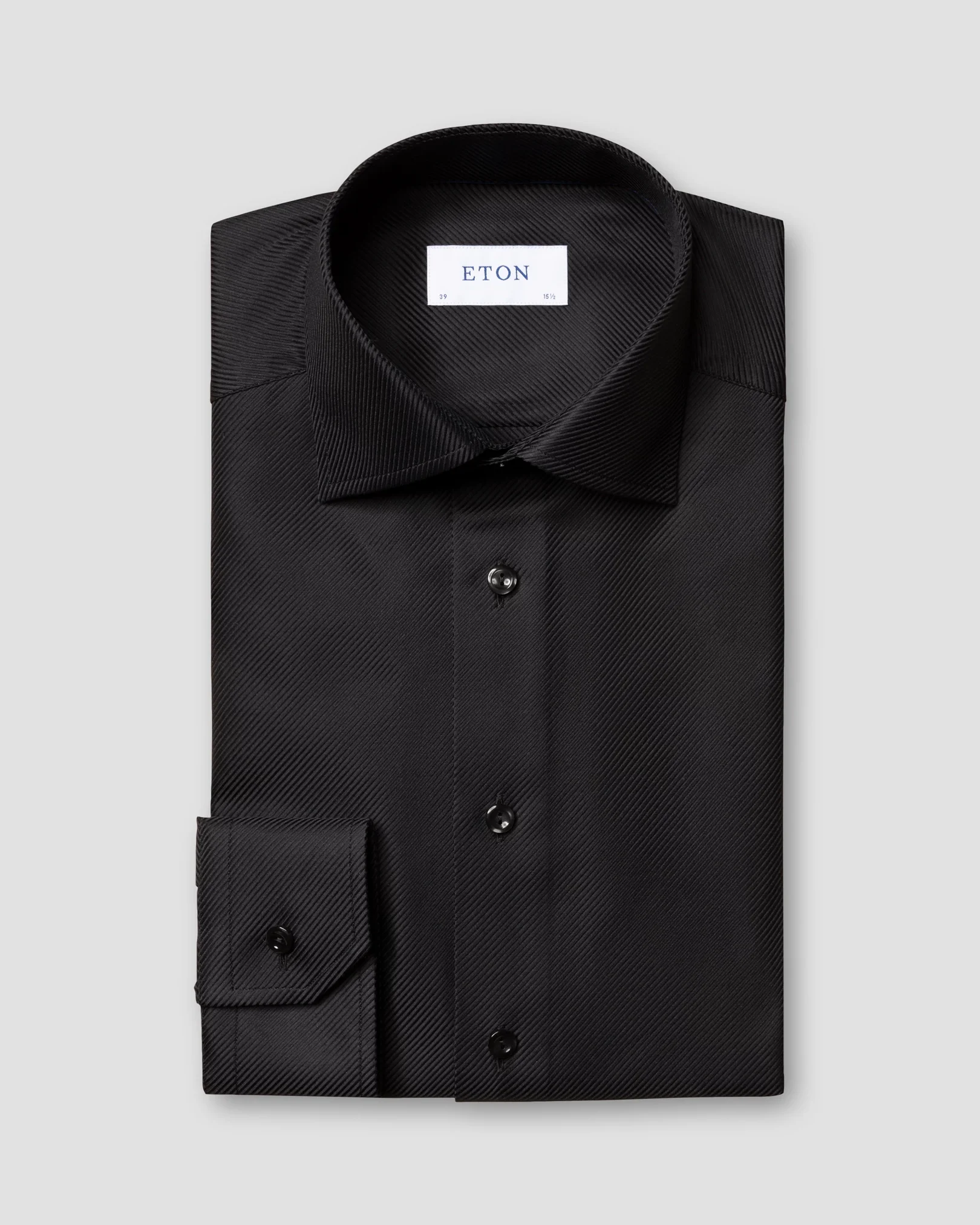 Eton - black king twill shirt cut away single slim