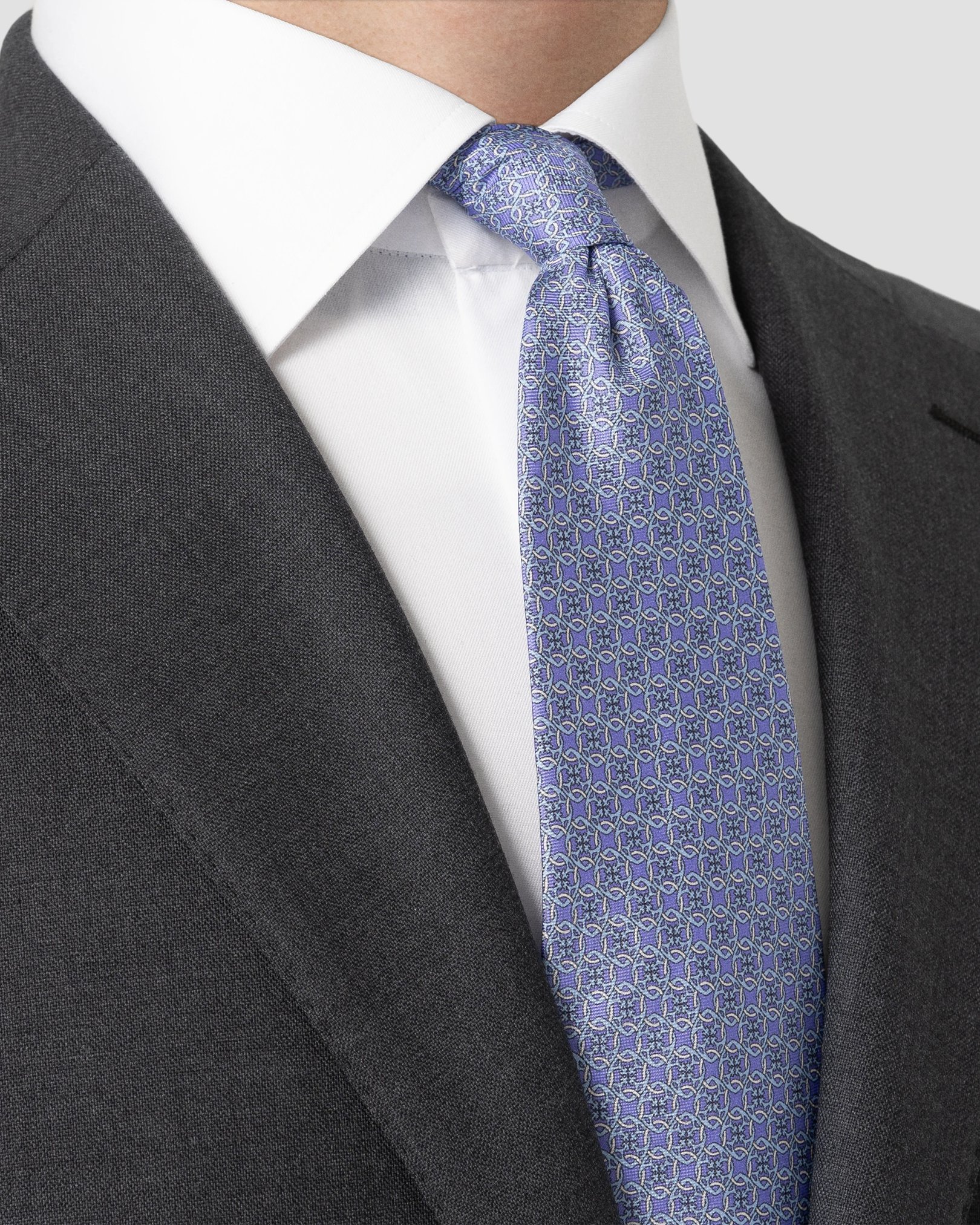 Eton - geometric print silk tie purple