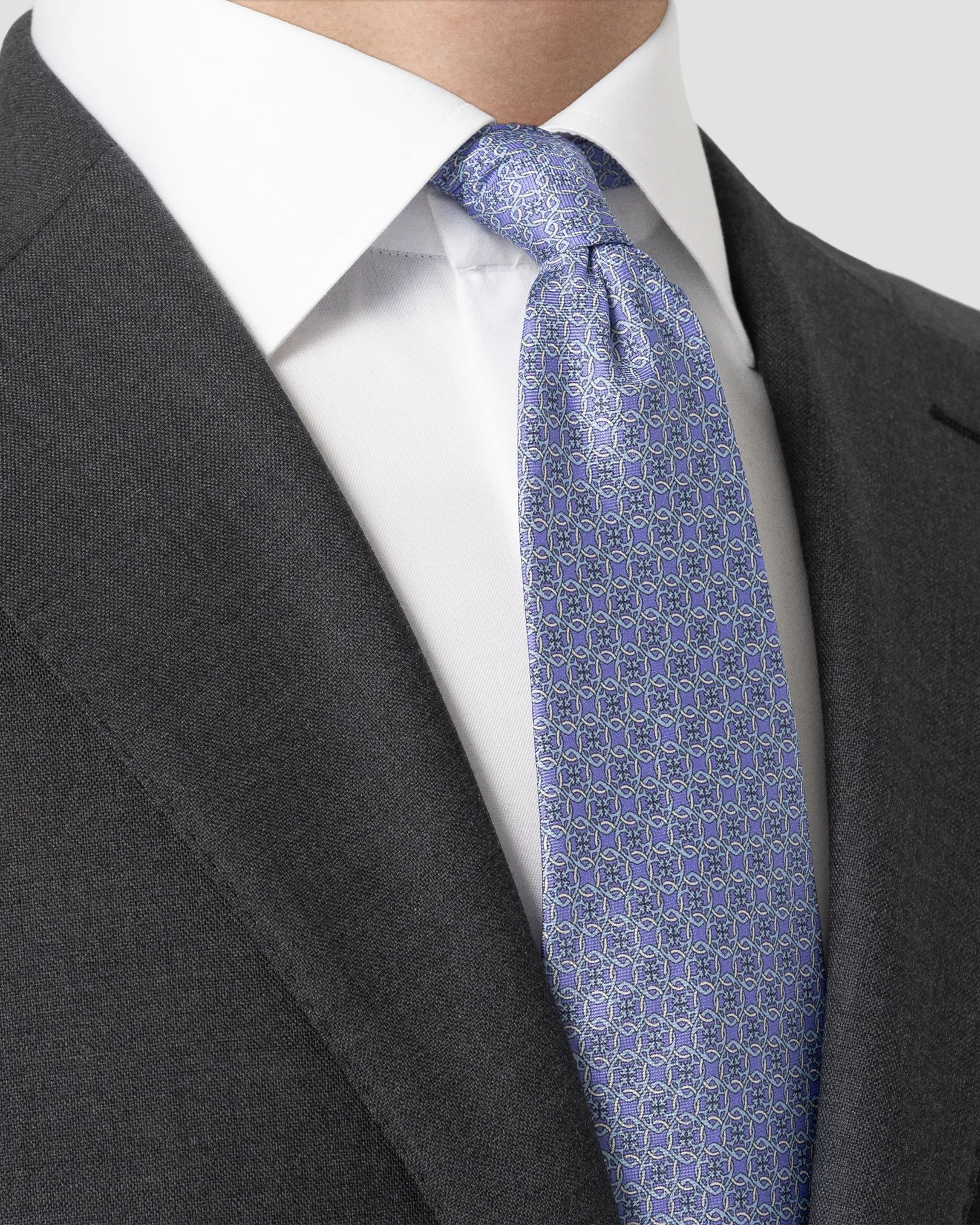 Eton - geometric print silk tie purple