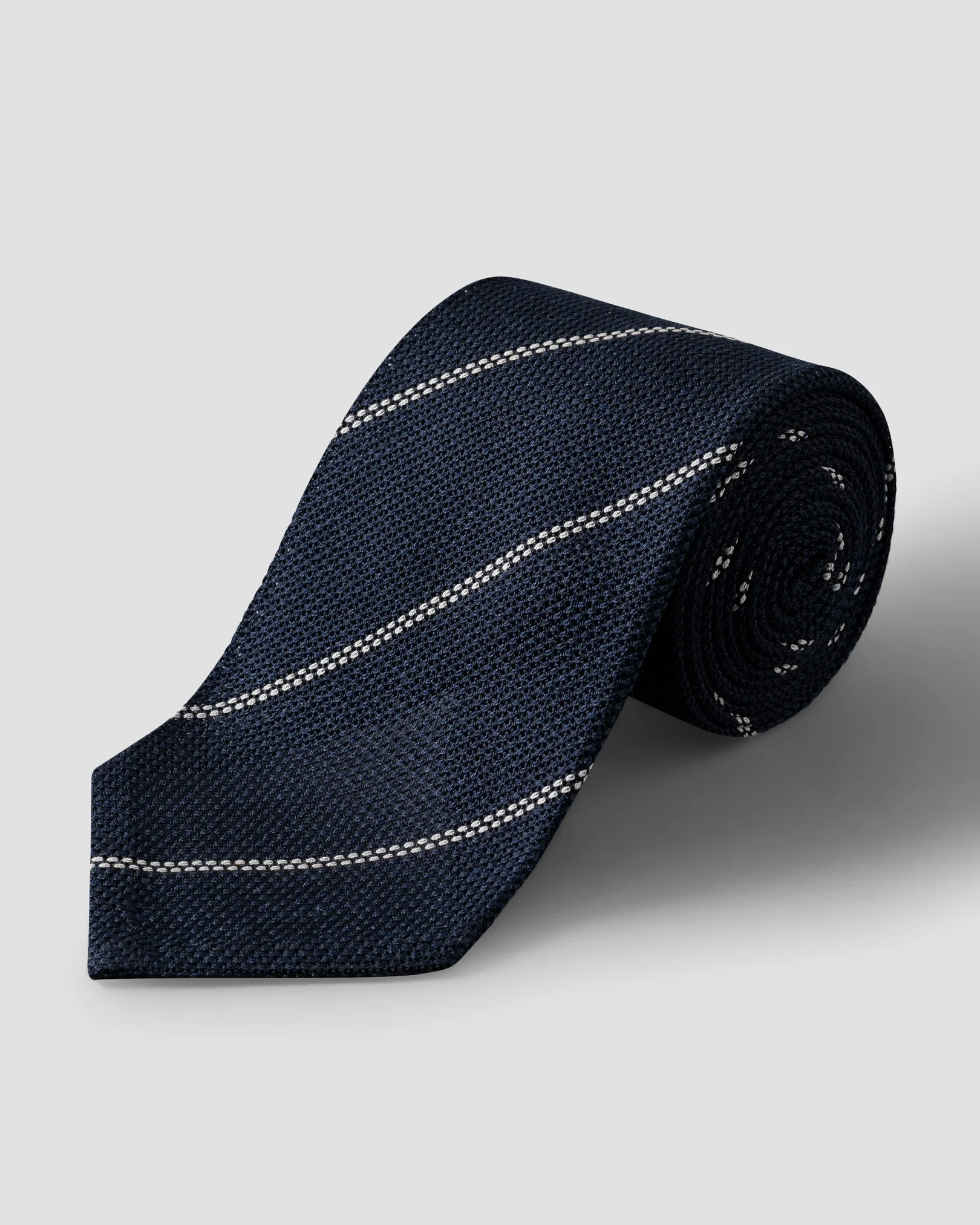 Eton - navy blue striped grenadine silk tie