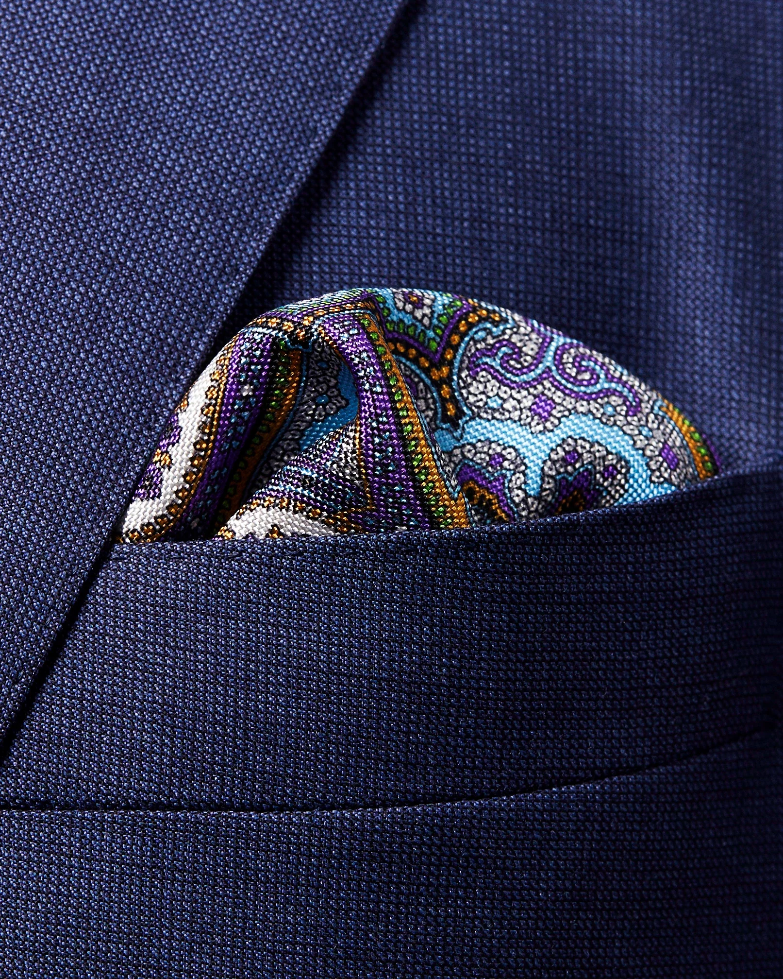 Eton - purple paisley print pocket square