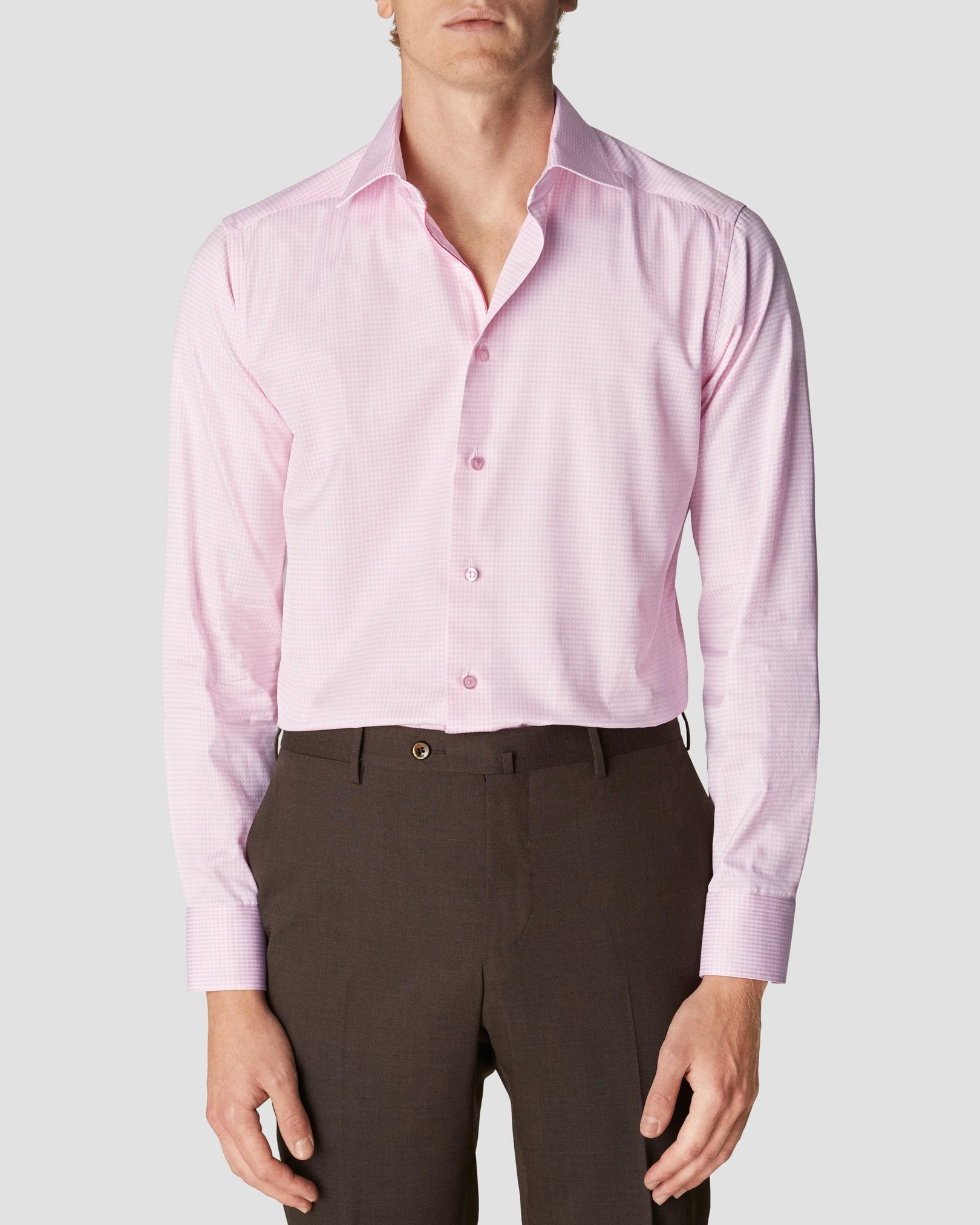 Eton - pink signature twill summer checked