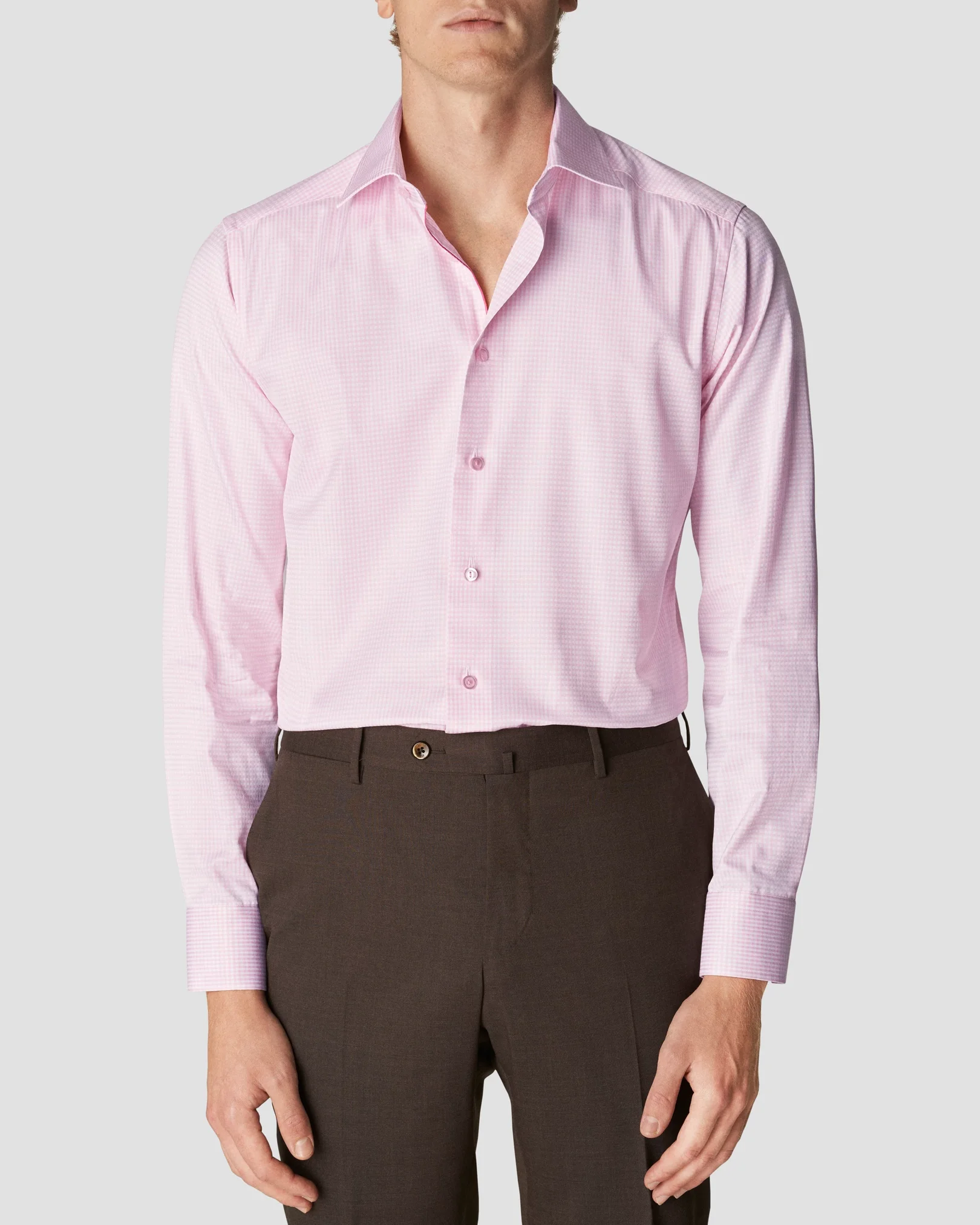 Eton - pink signature twill summer checked