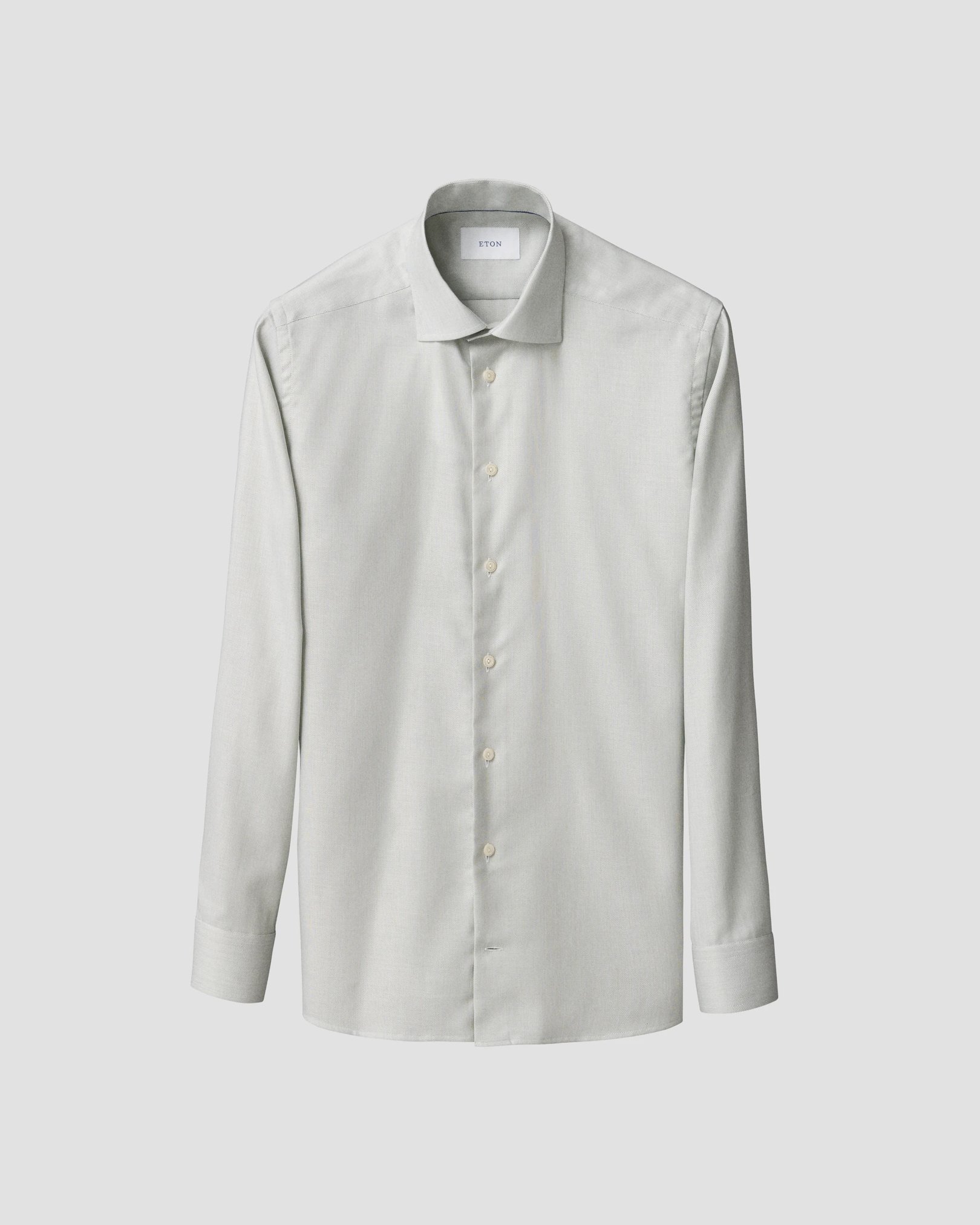 Eton - light green melange semi solid fine twill shirt