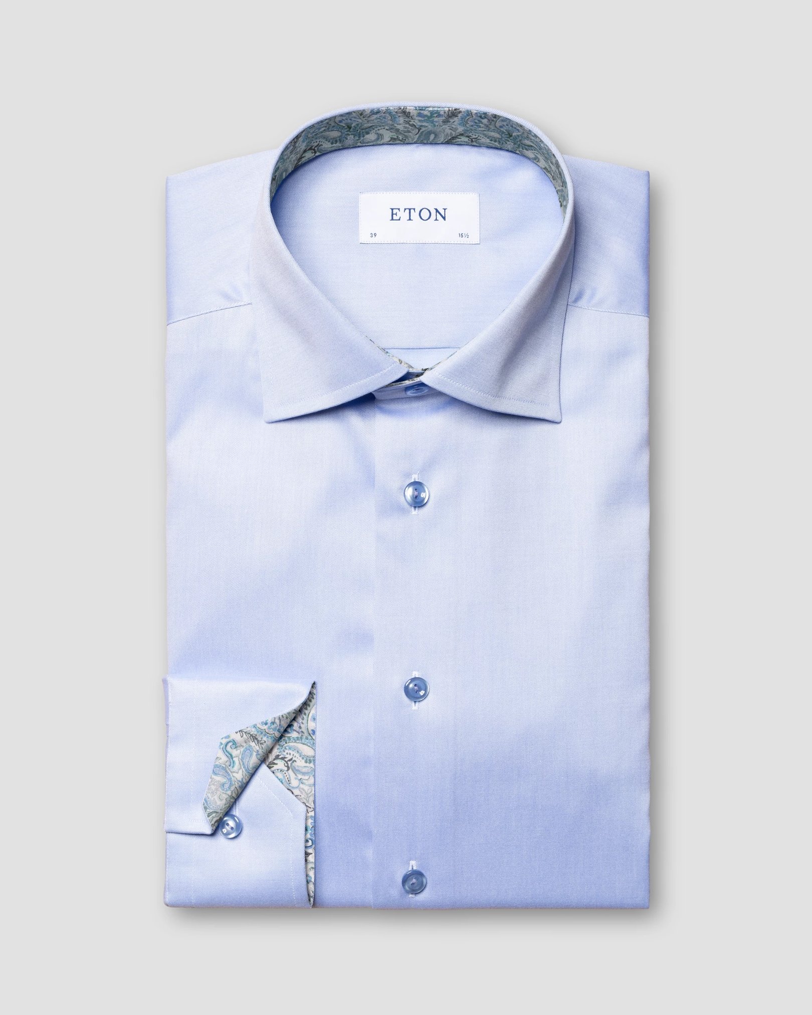 Eton - light blue signature twill summer details