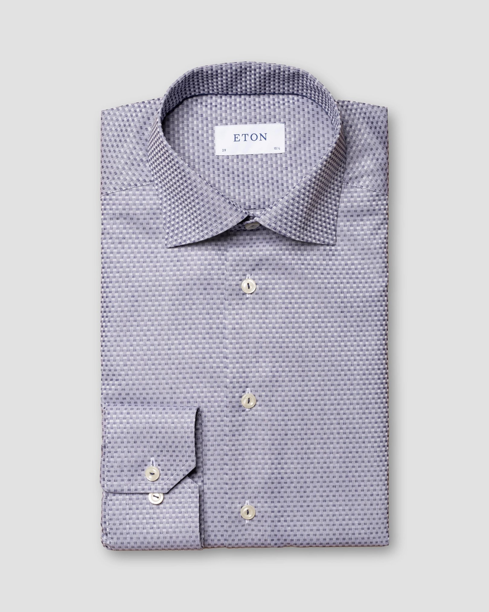 Eton - blue checked dobby shirt