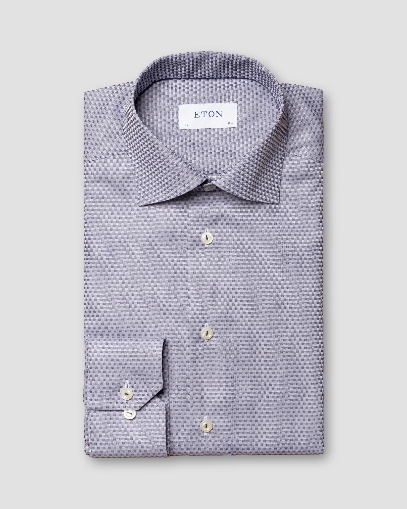 Eton - blue checked dobby shirt