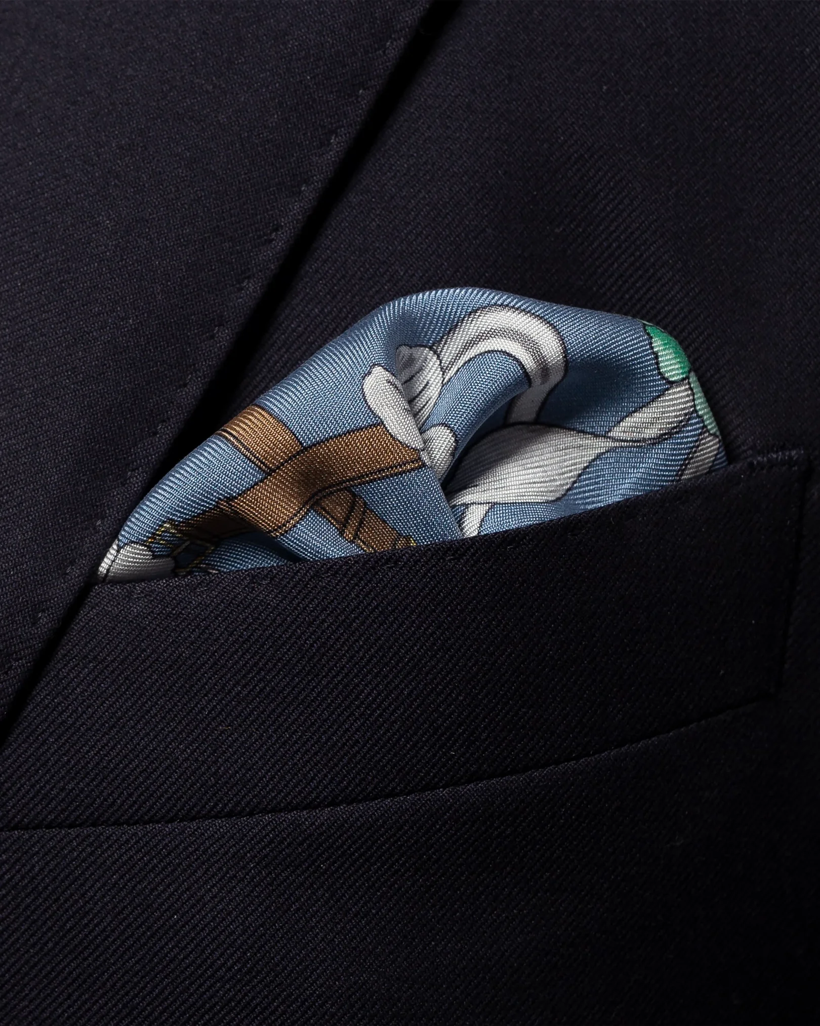 Eton - grey flowers and belts silk pcket square