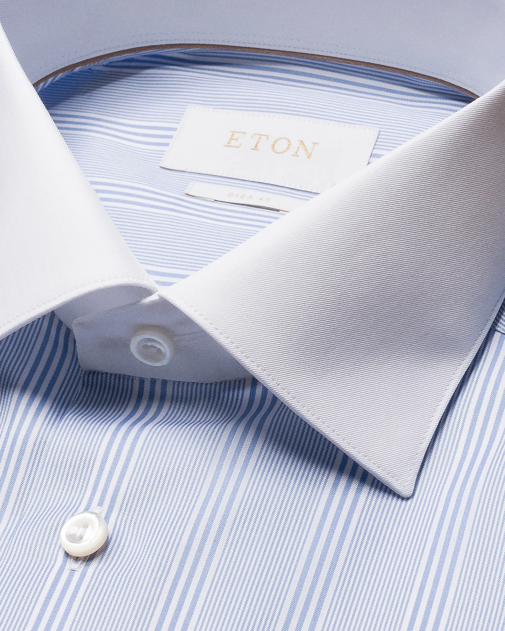 Eton - mid blue striped giza