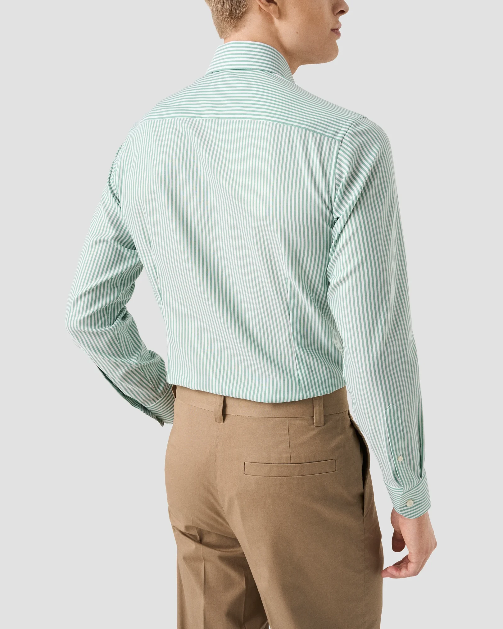 Eton - mid green striped signature oxford shirt