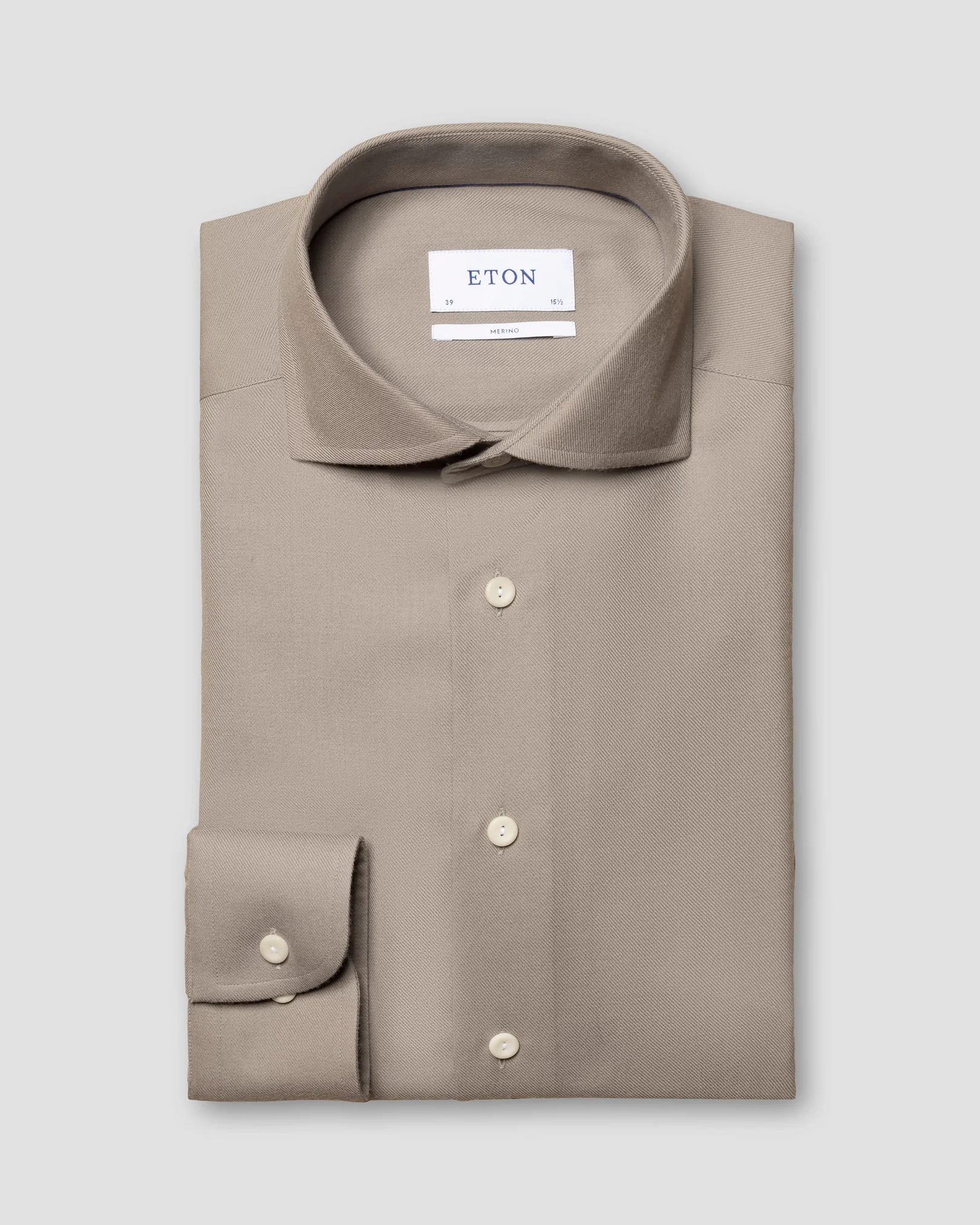 Eton - light brown brushed merino wool shirt