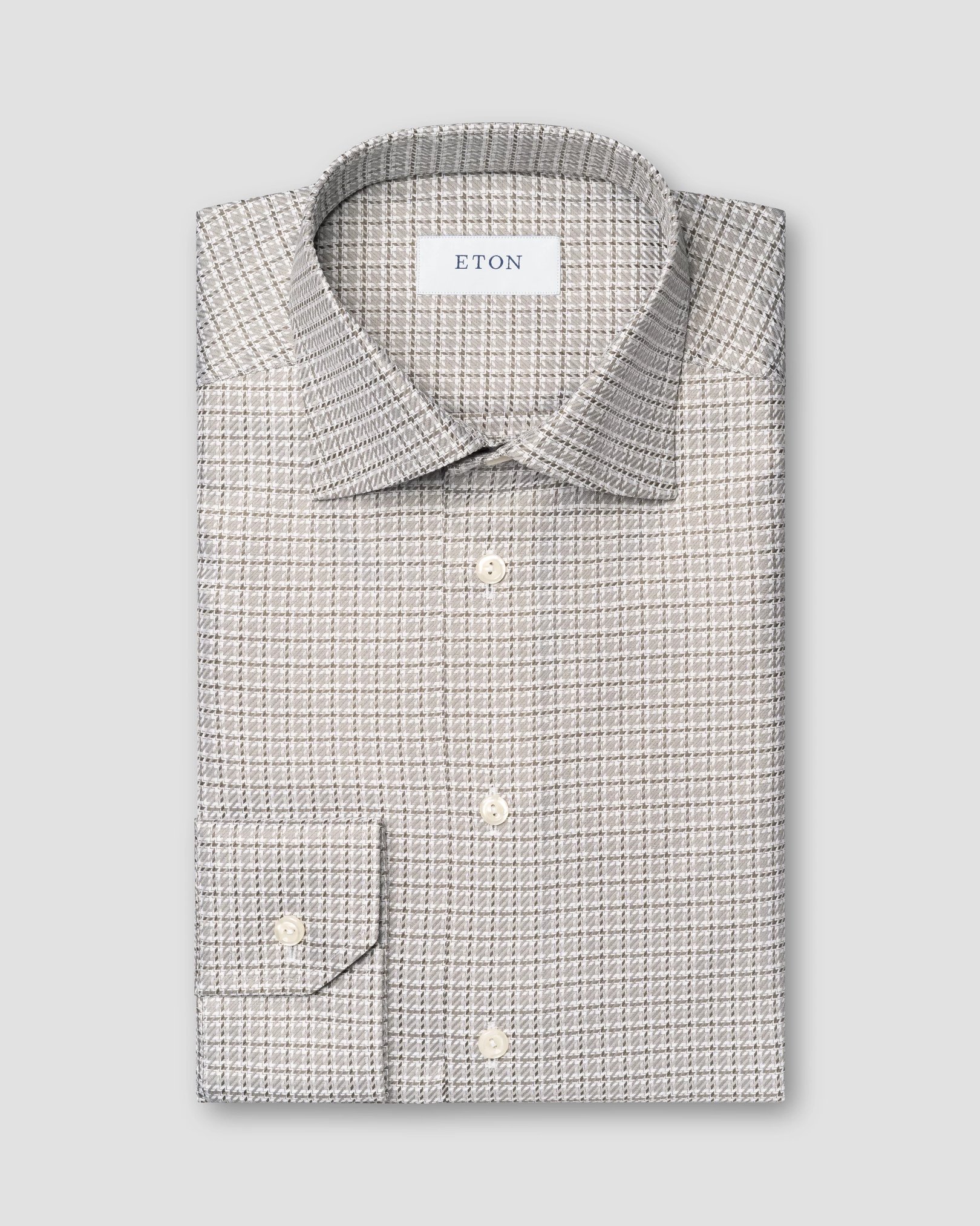 Eton - mid grey checked textured twill