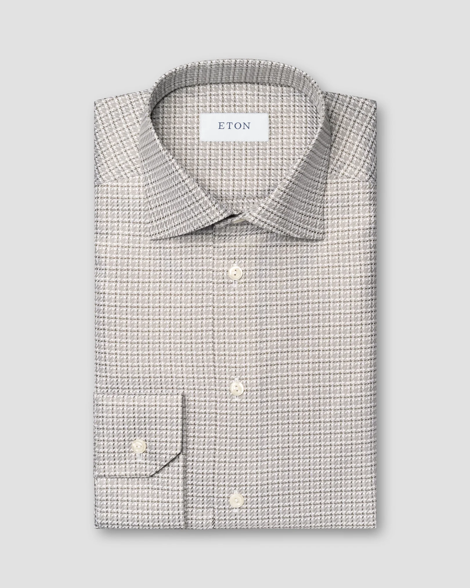 Eton - mid grey checked textured twill