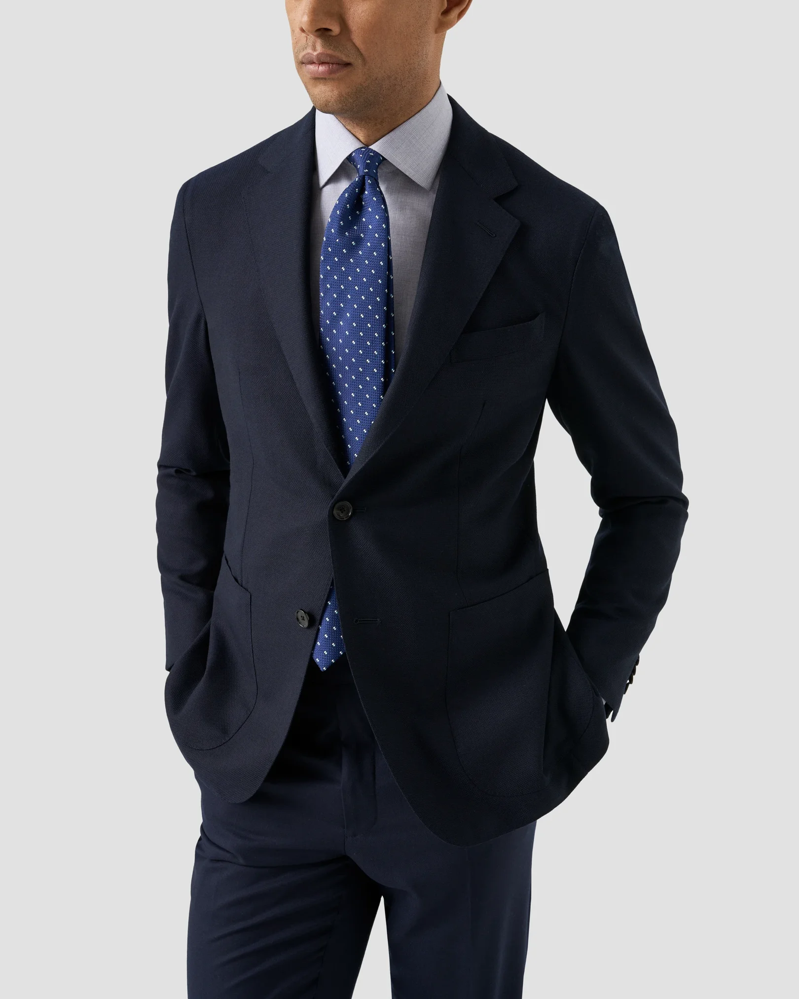 Eton - light purple check fine twillshirt