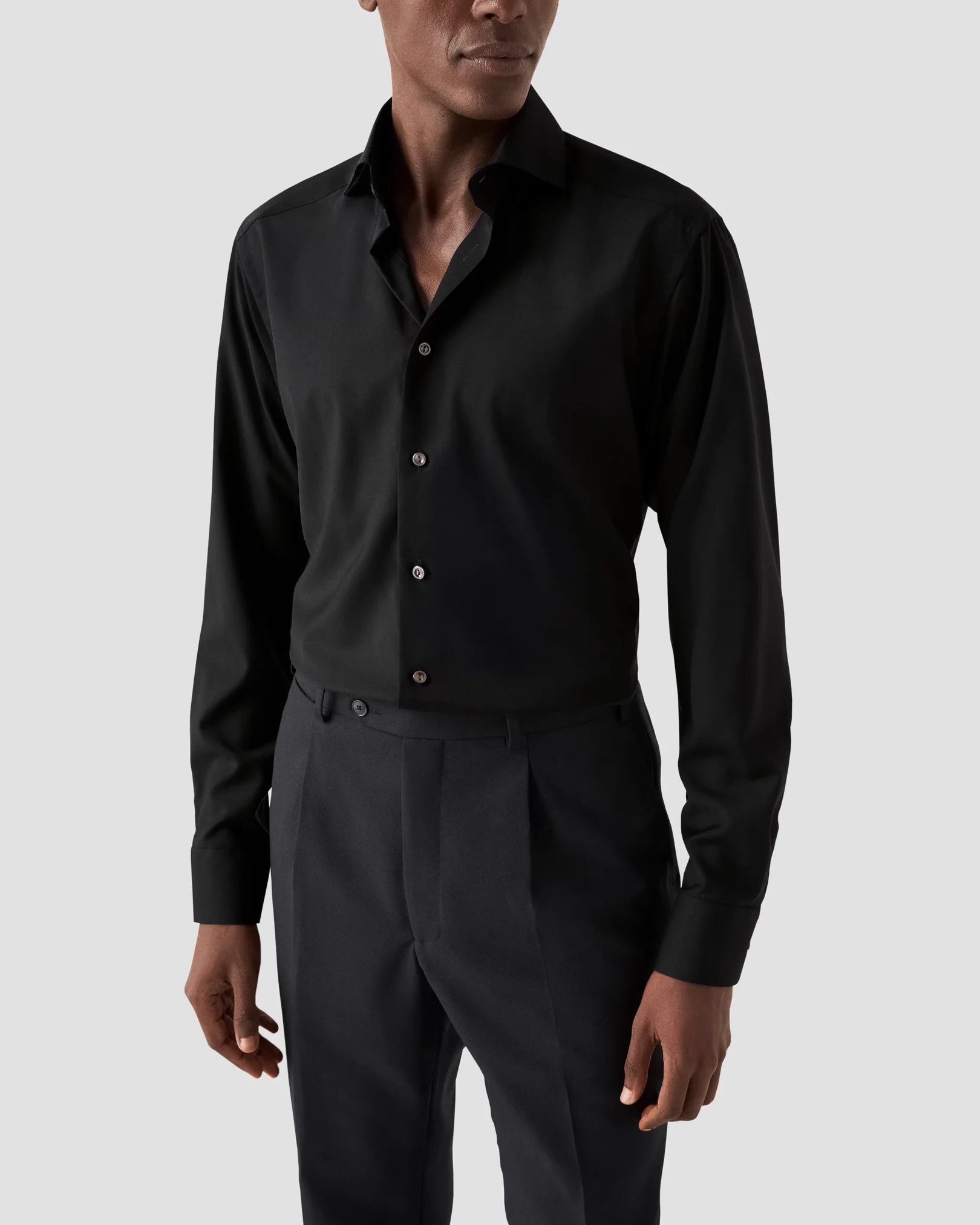 Eton - black super merino shirt