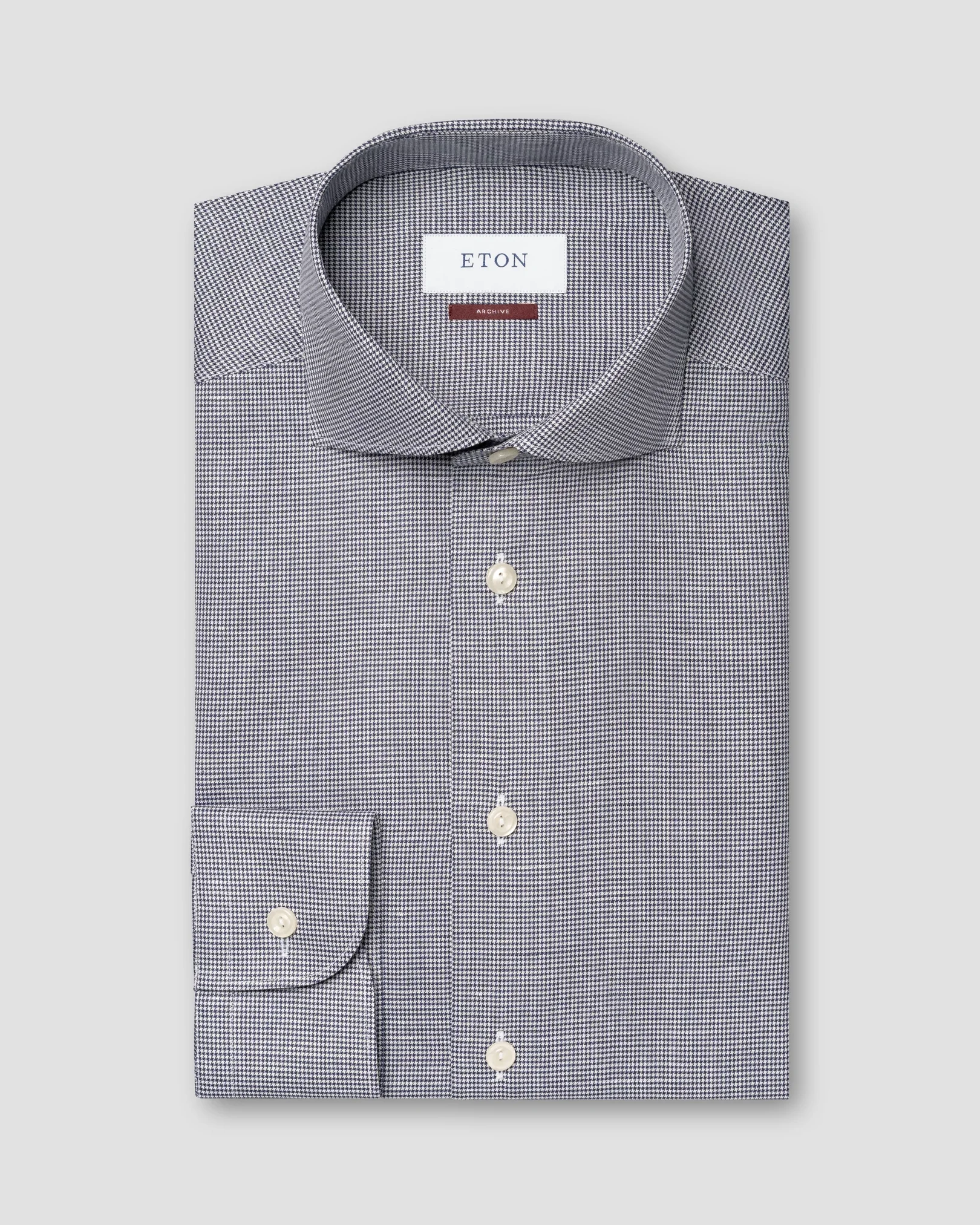 Eton - houndstooth cotton linen shirt