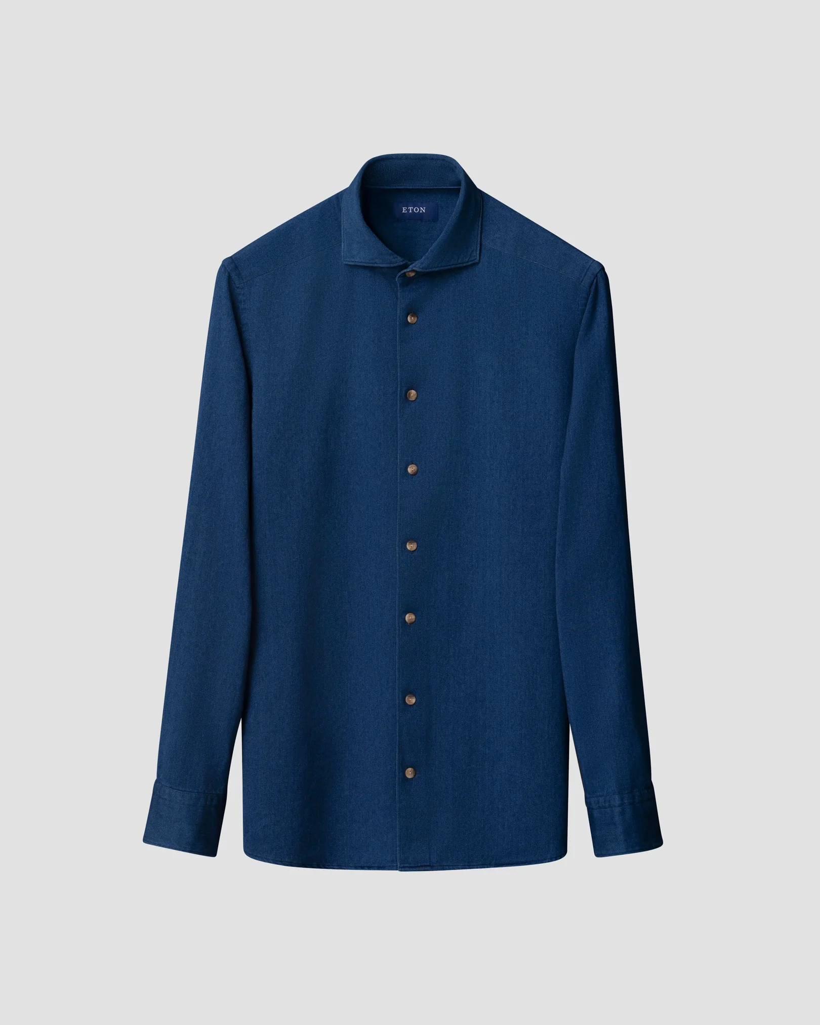 Eton - Marinblå Satin Indigo Skjorta