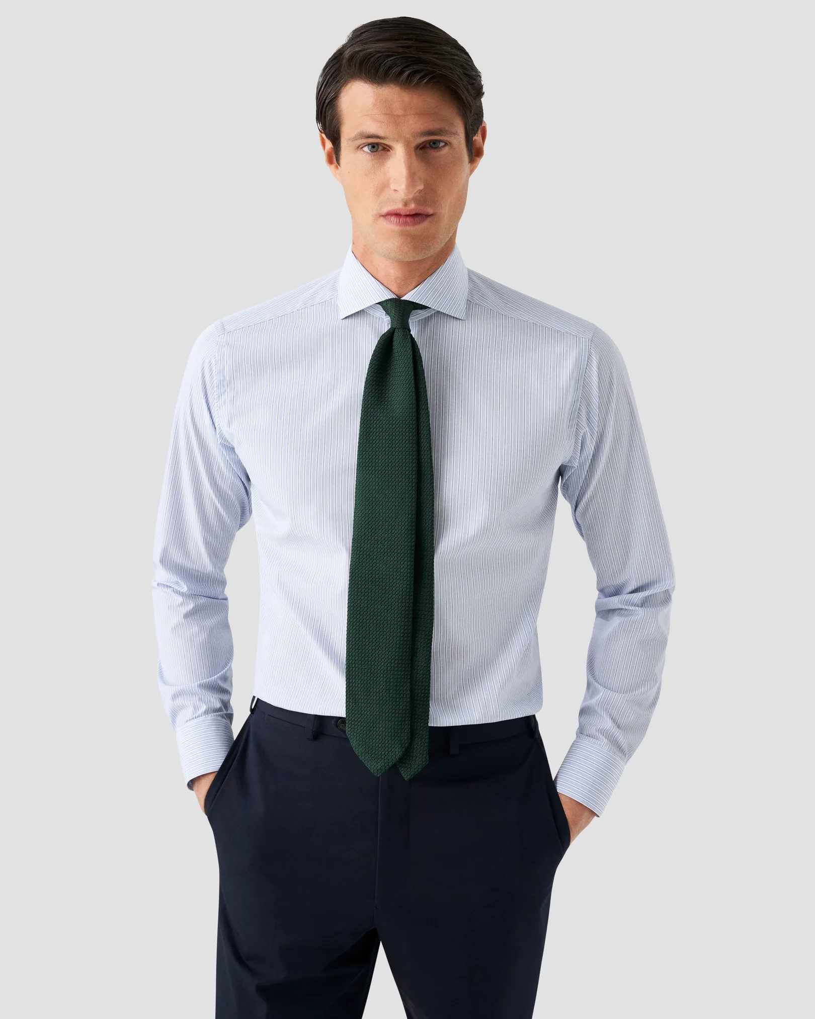 Eton - dark blue poplin archive sripe