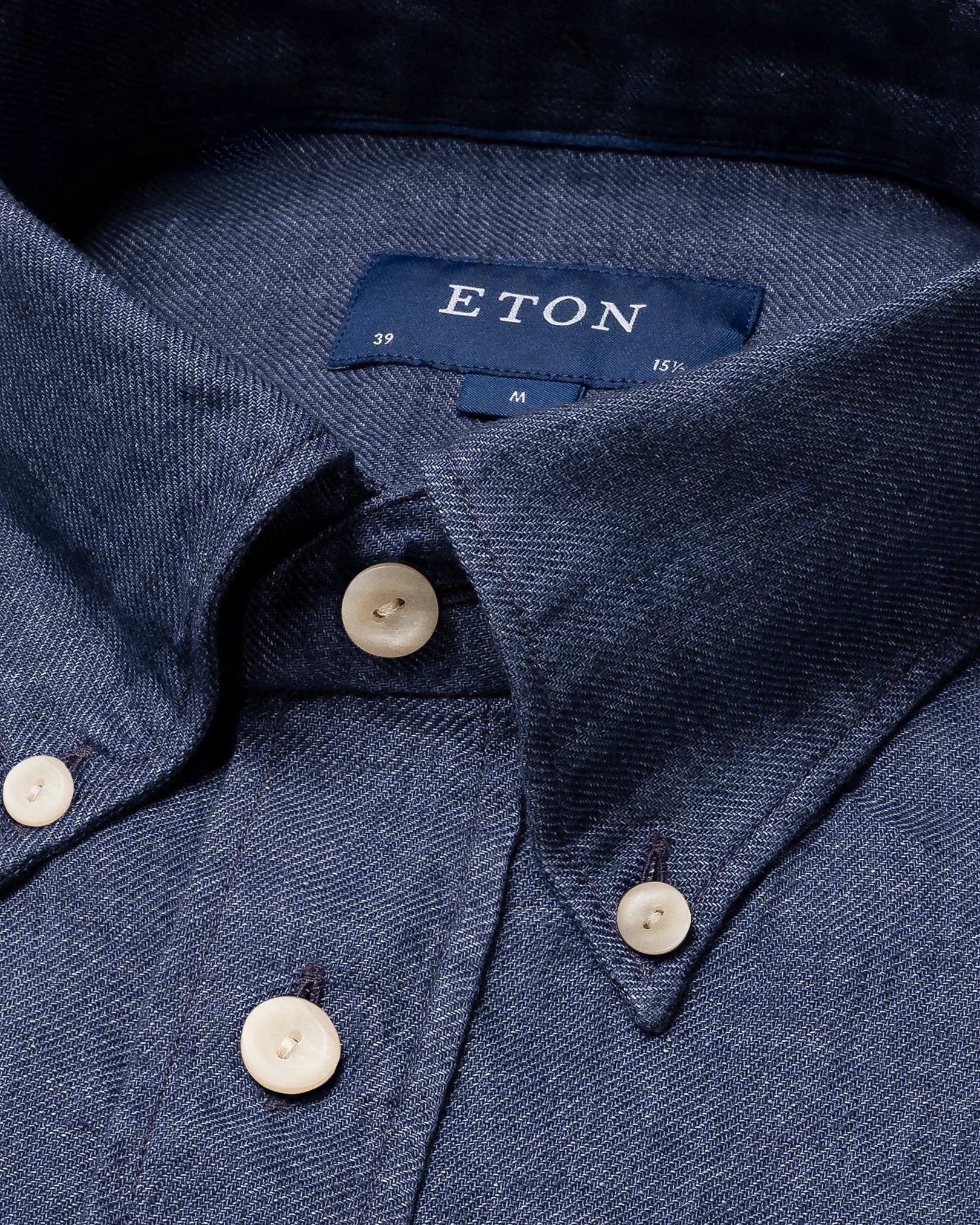 Eton - solid navy linen shirt button down