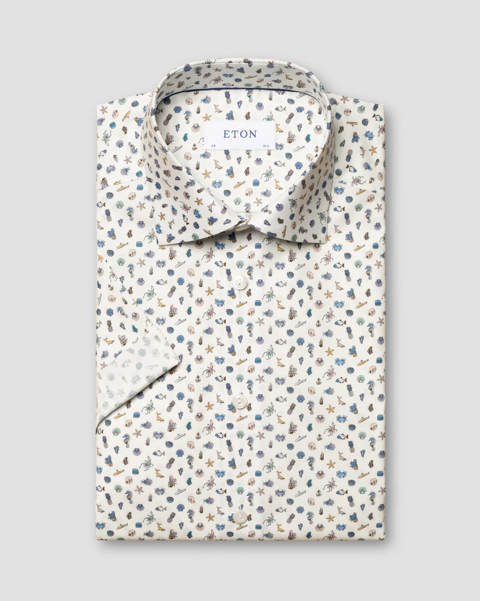Eton - white printed ocean short sleeve