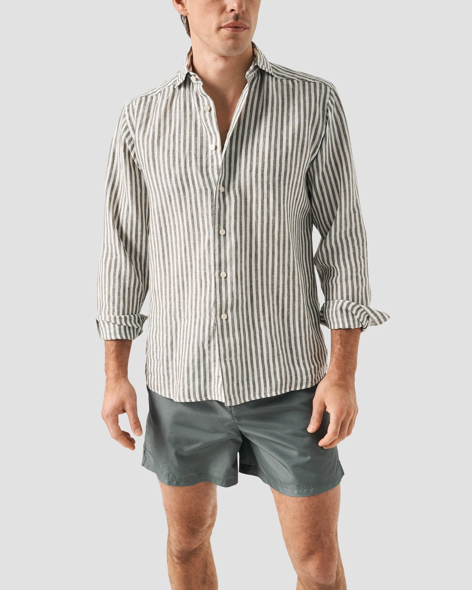 Eton - mid green drawstring swim shorts