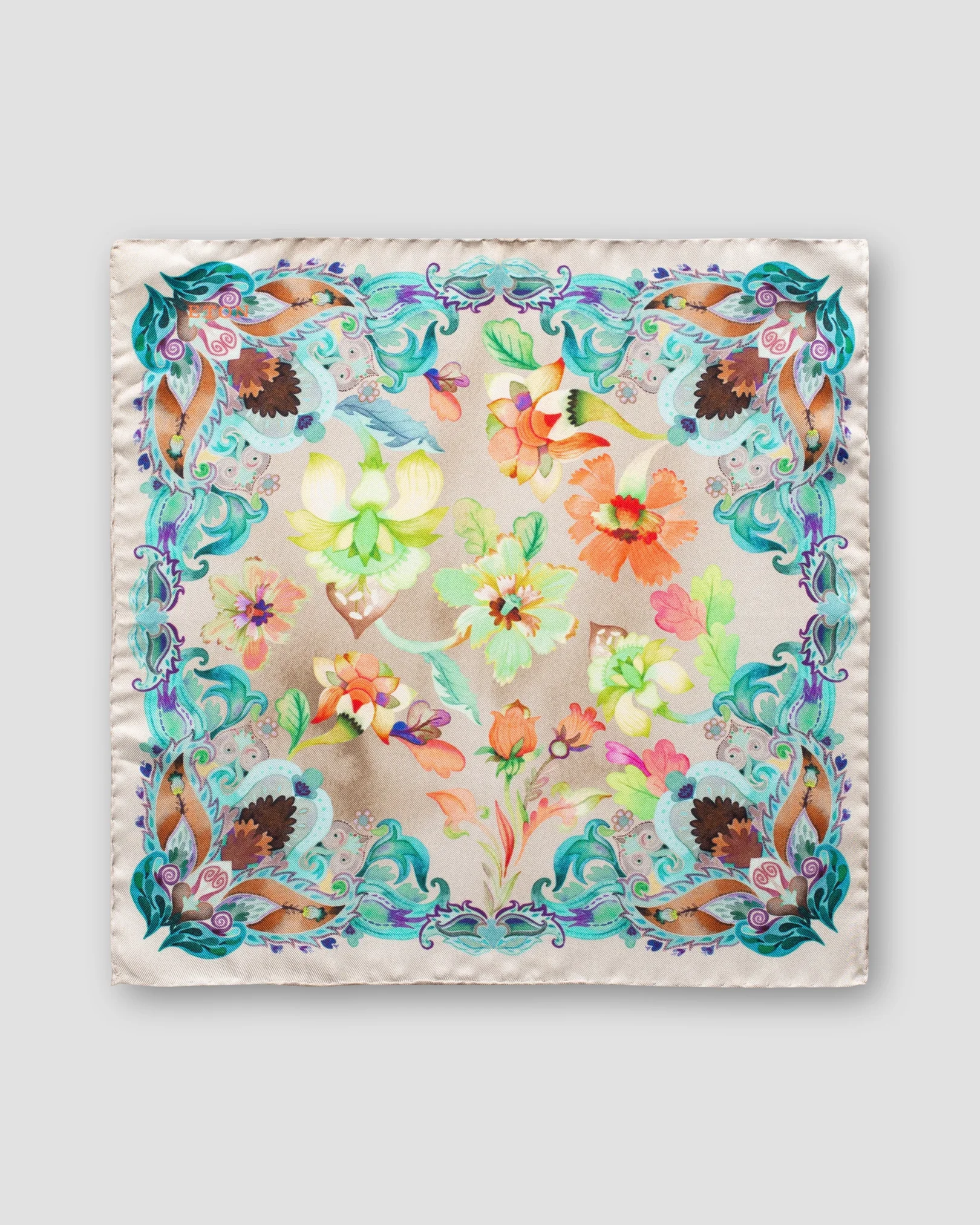 Eton - turquoise flowers pocket square
