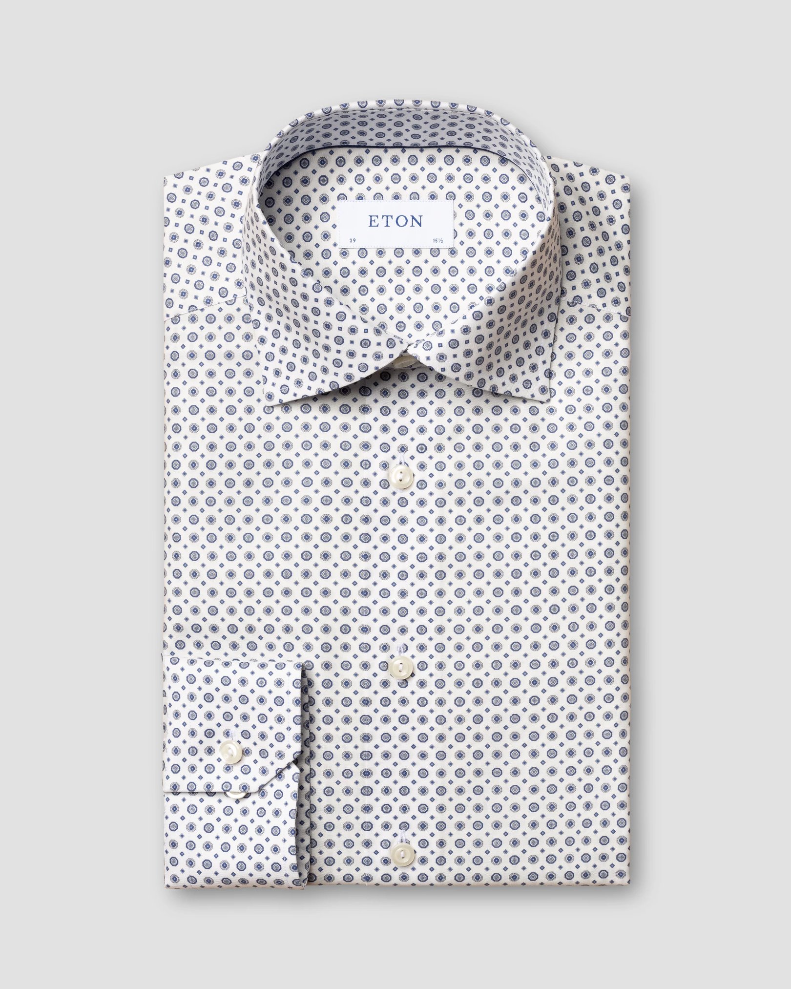 Eton - blue medallion print signature twill shirt