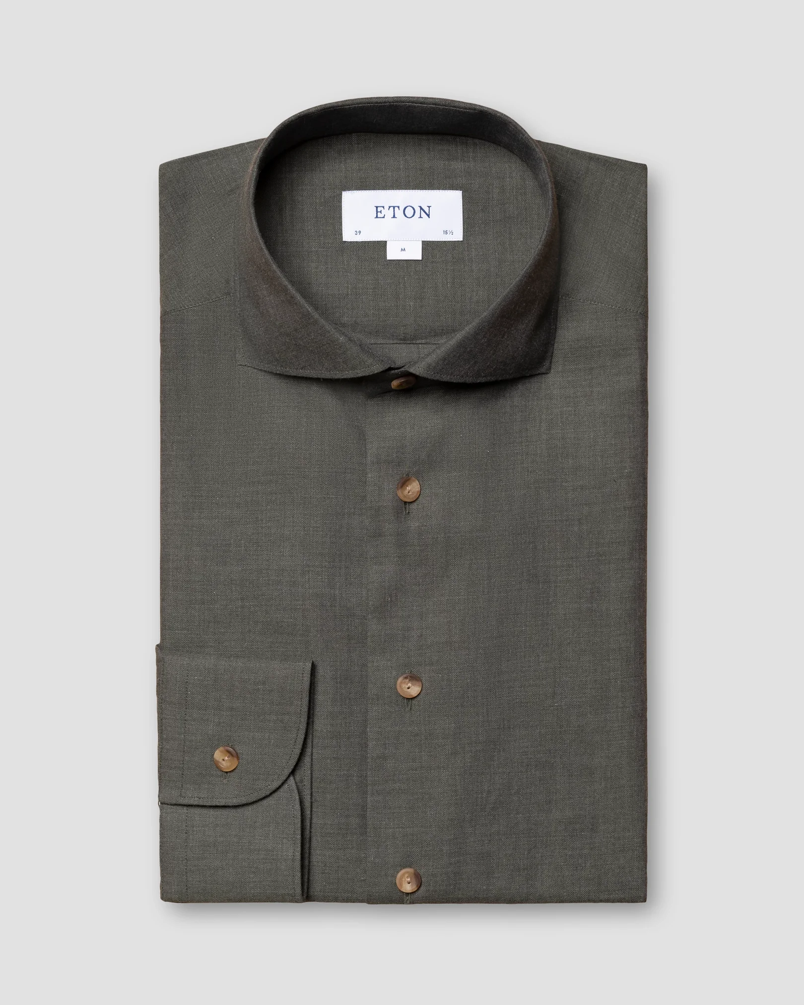 Eton - dark green flannel wide spread