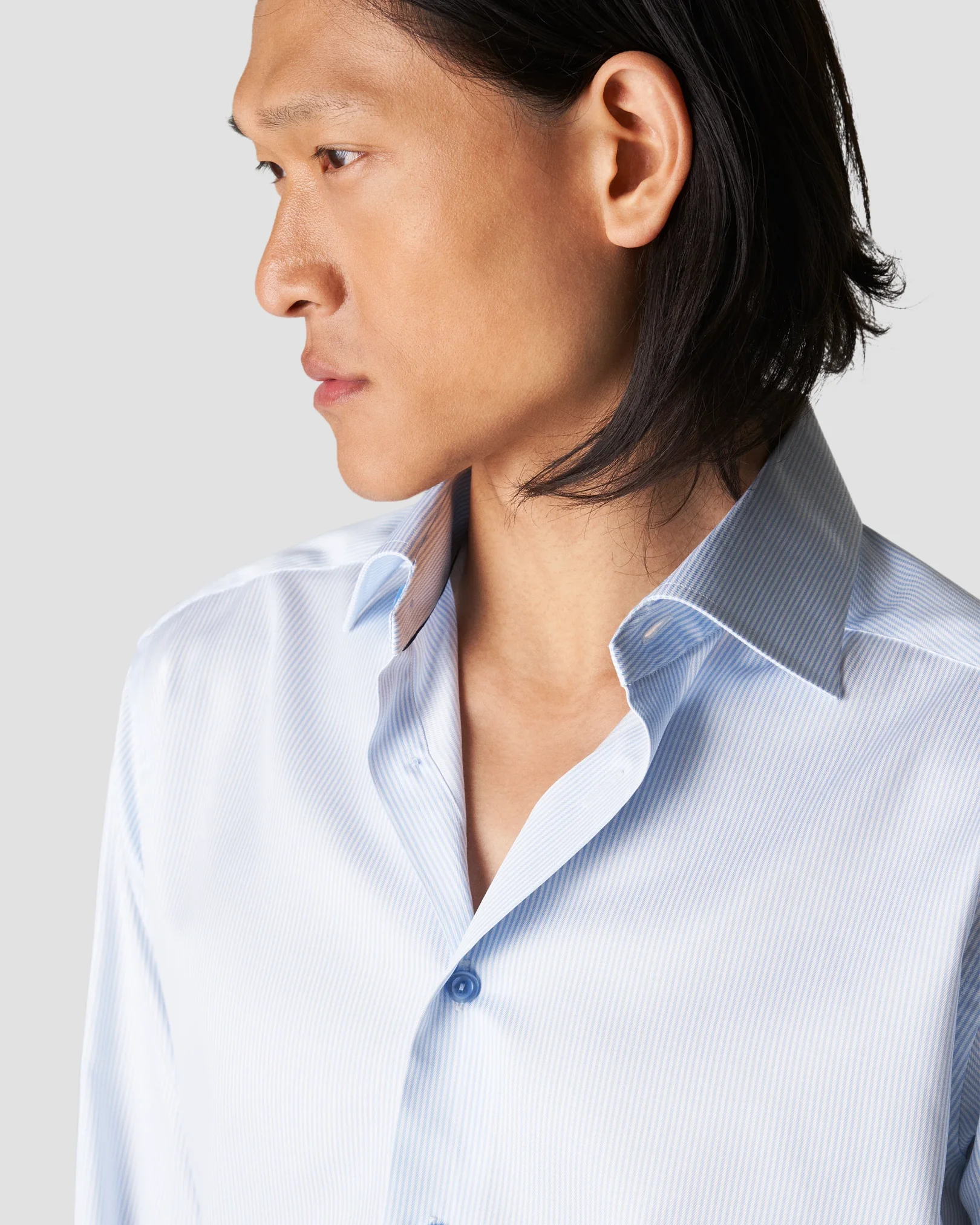 Eton - light blue twill thin striped