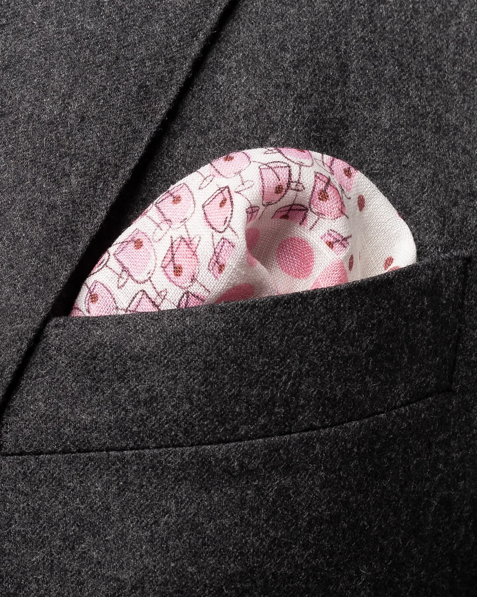 Eton - red four prints linen pocket square