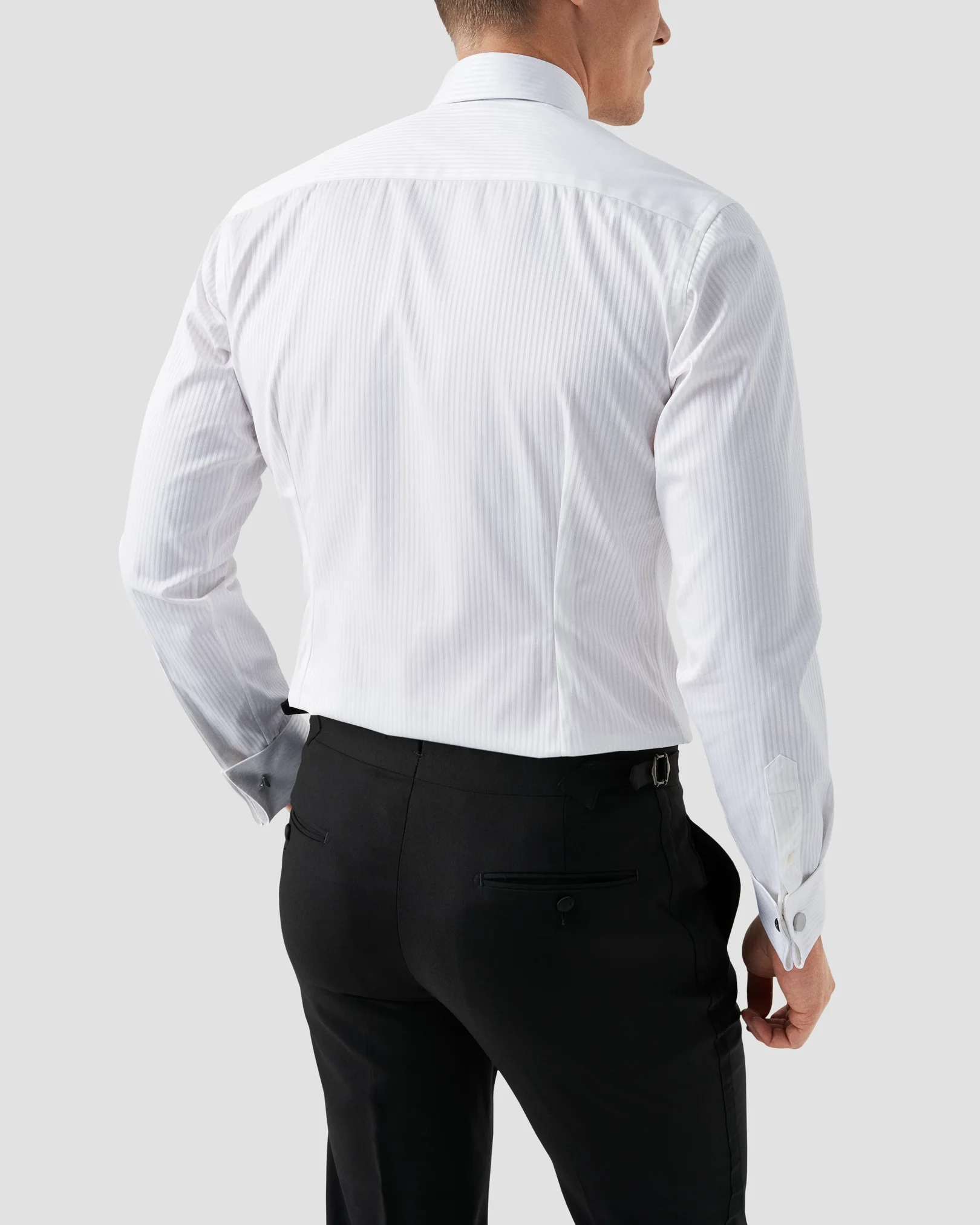 Eton - white satin striped evening shirt