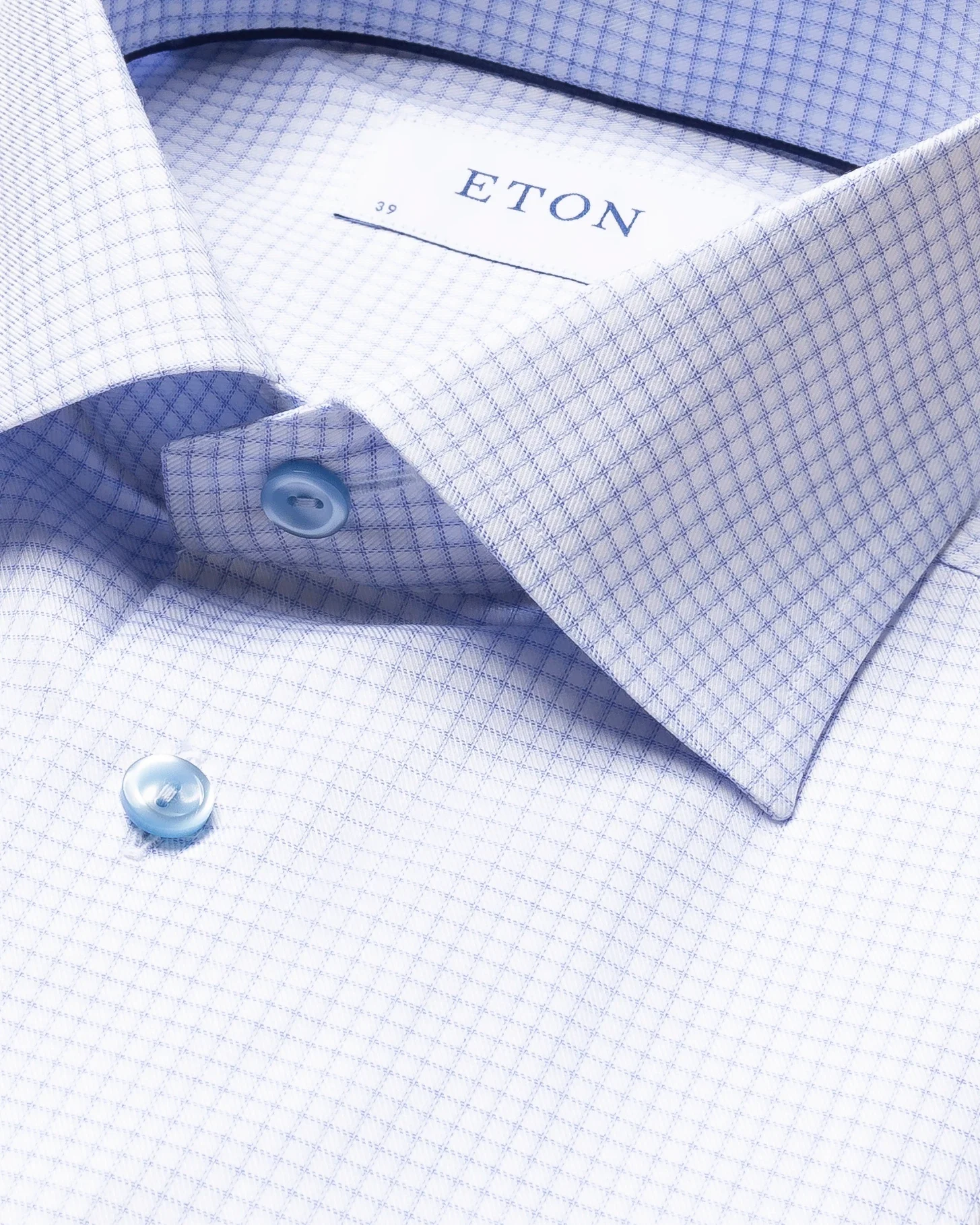 Eton - light blue mini checked signature twill shirt