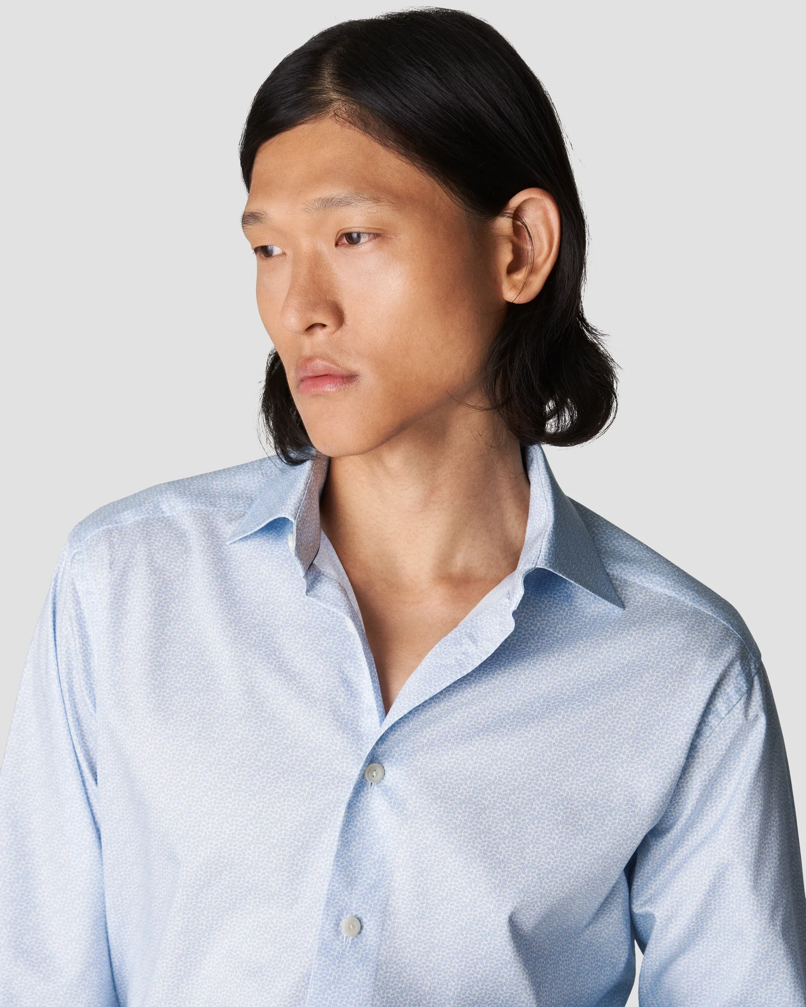 Eton - light blue signature twill flower print