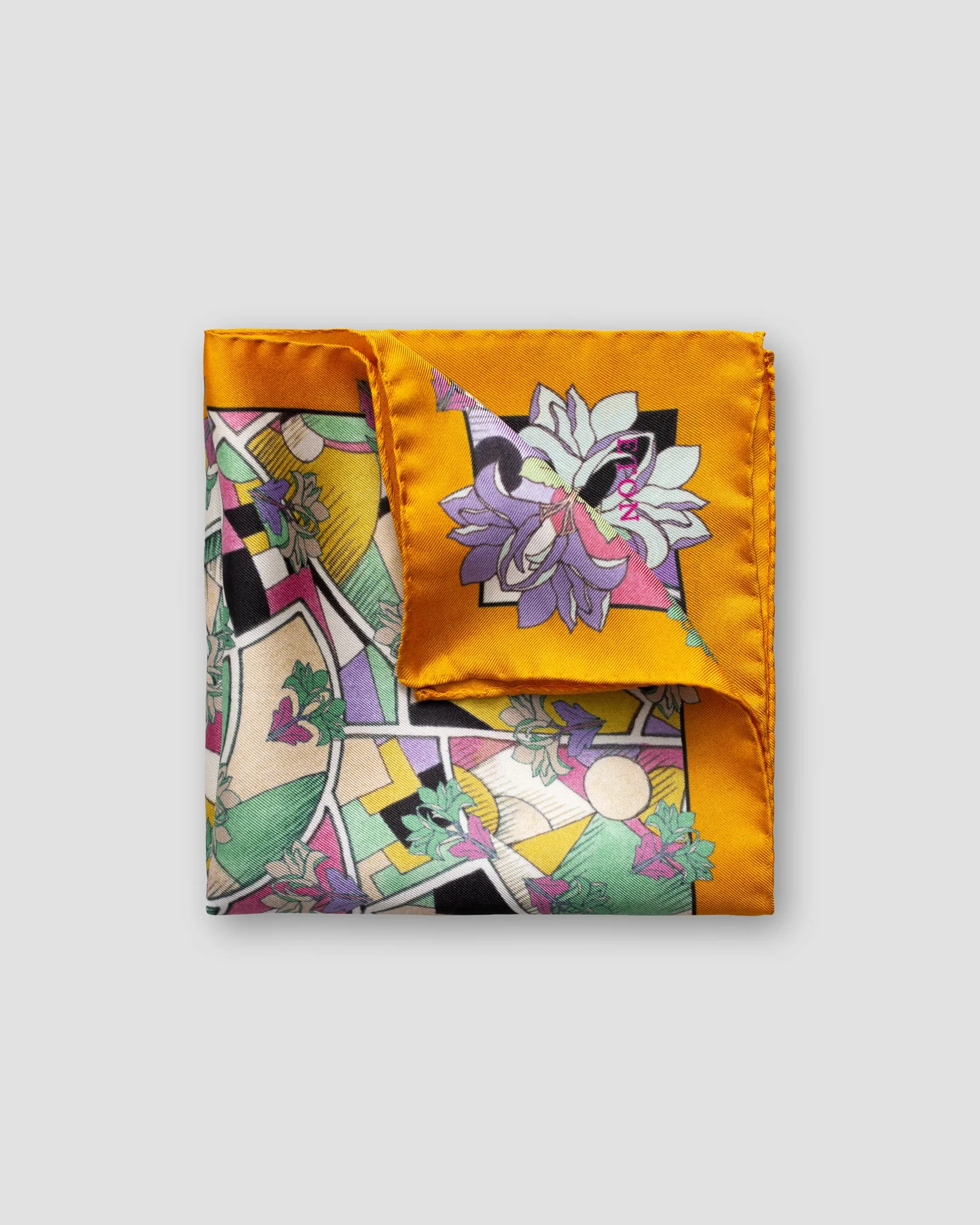 Eton - yellow art deco print pocket square