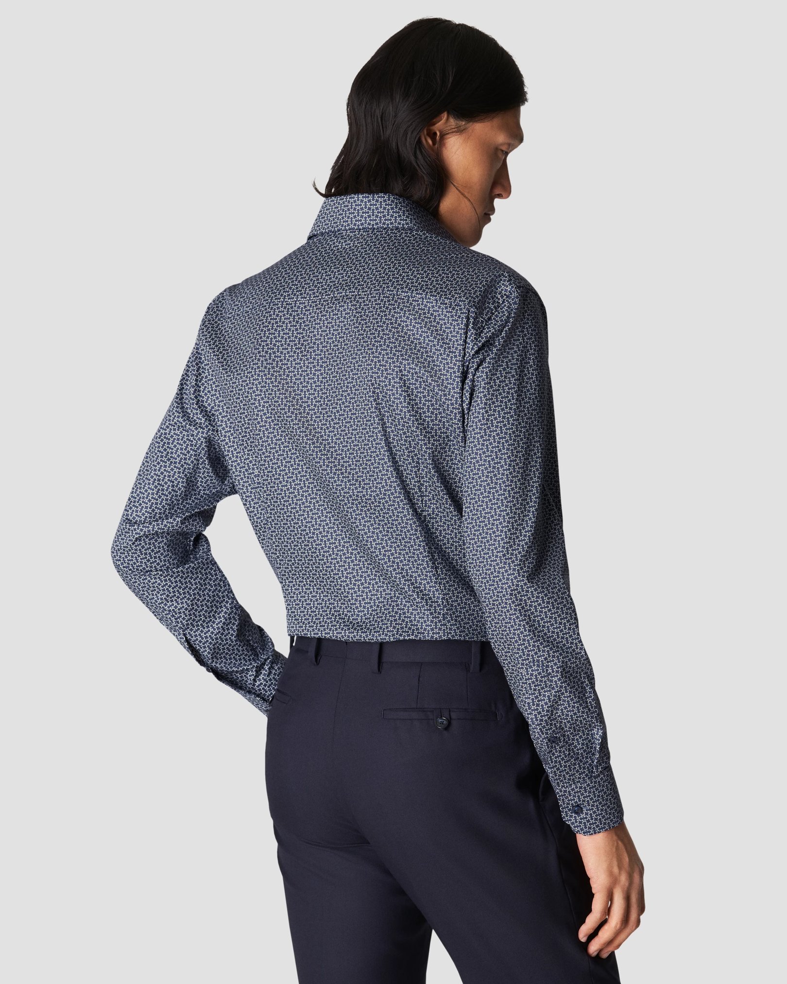 Eton - navy blue signature twill with print
