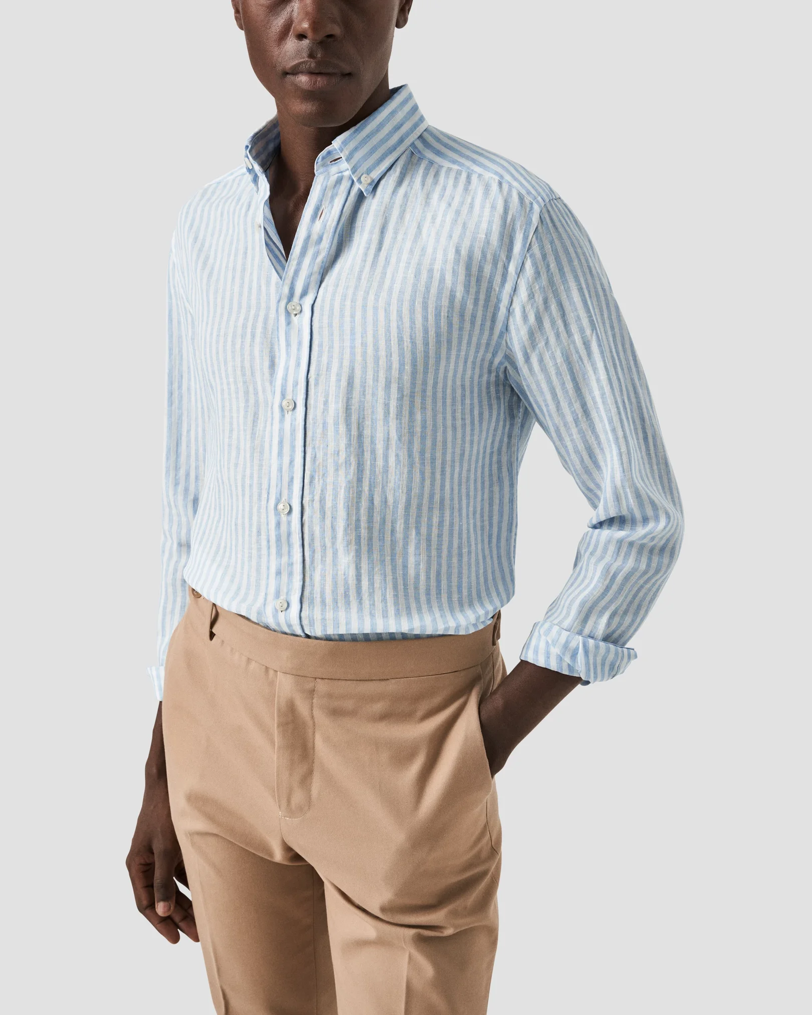 Eton - classic wide striped linen shirt