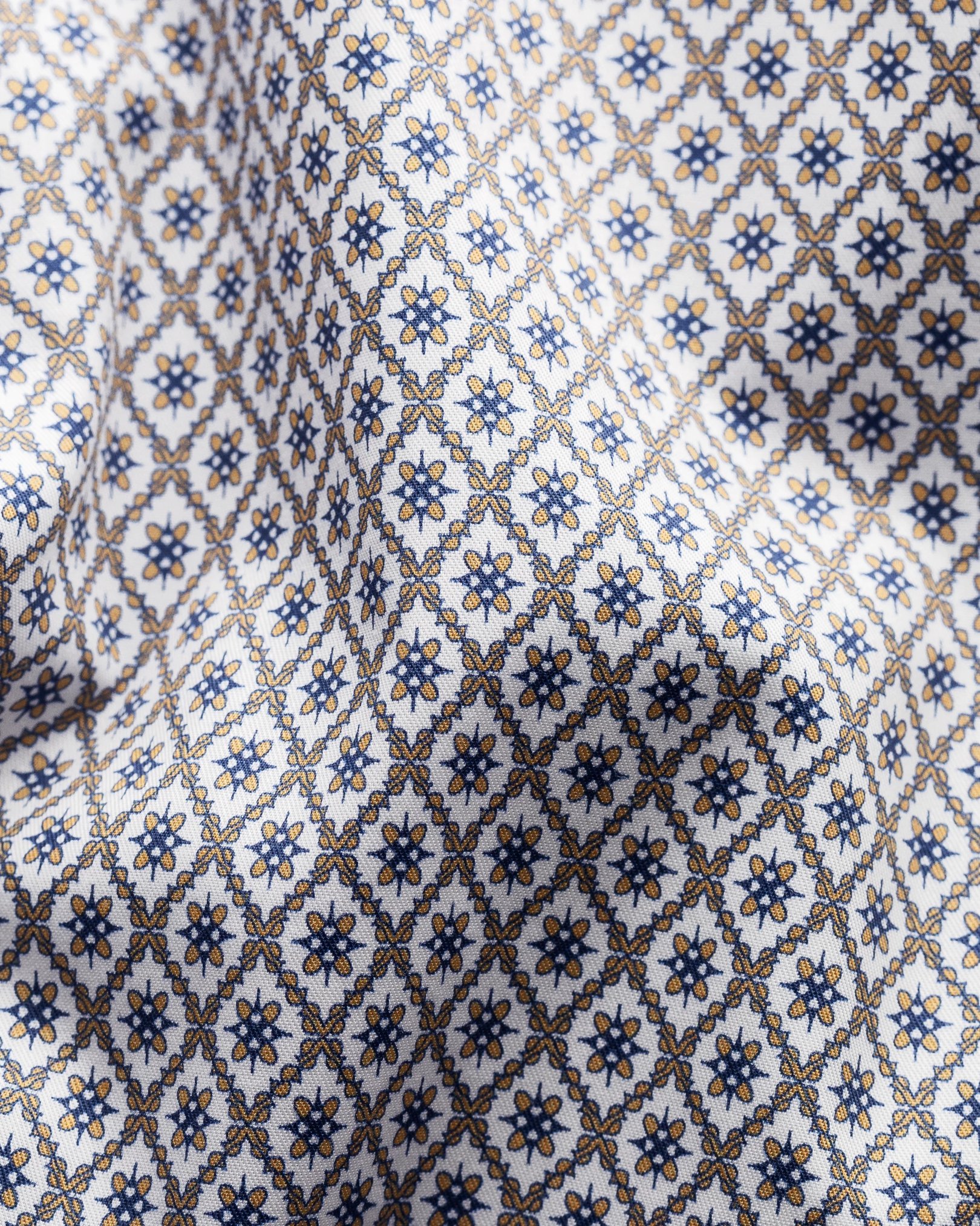 Eton - brown mosaic print fine twill shirt