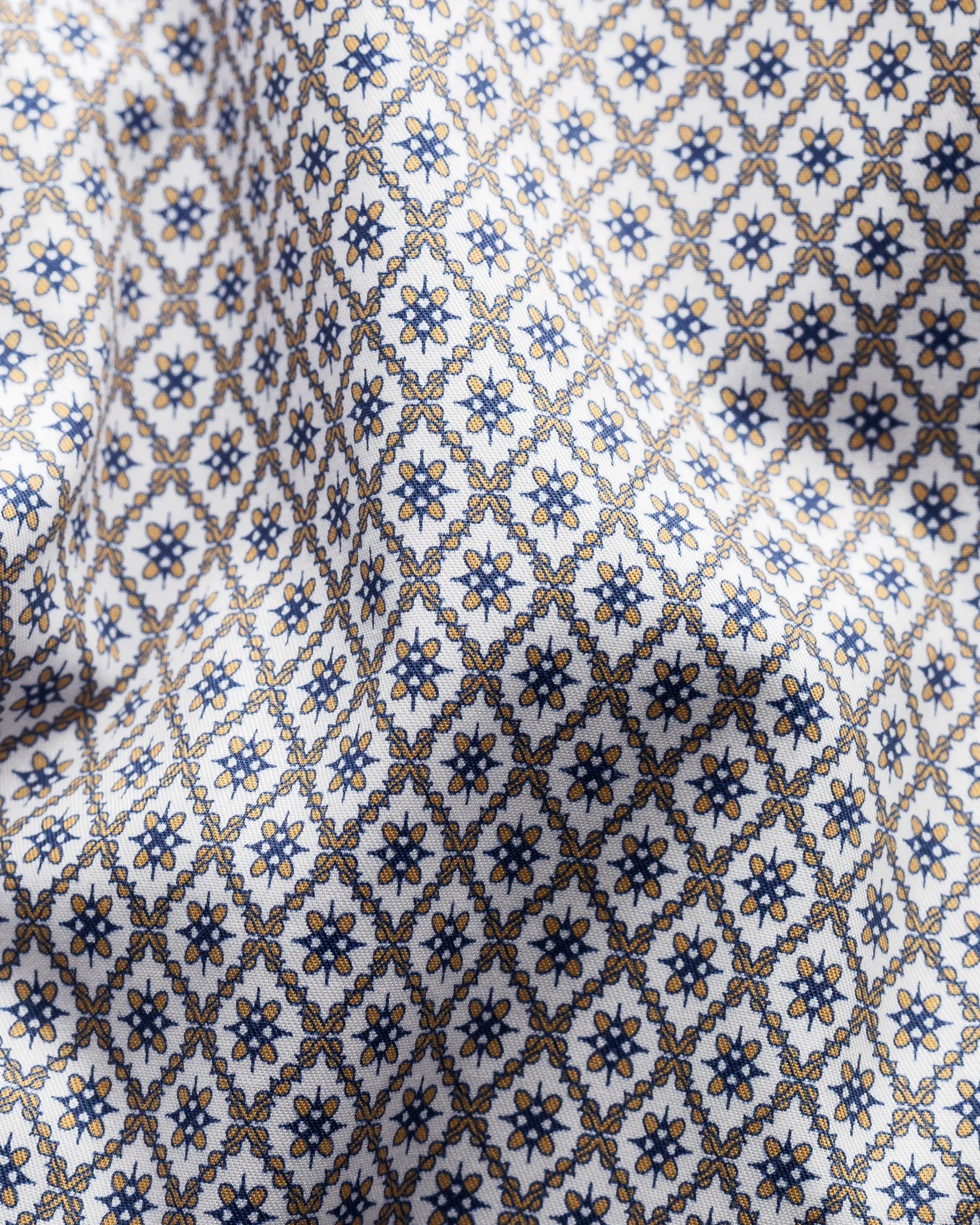 Eton - brown mosaic print fine twill shirt